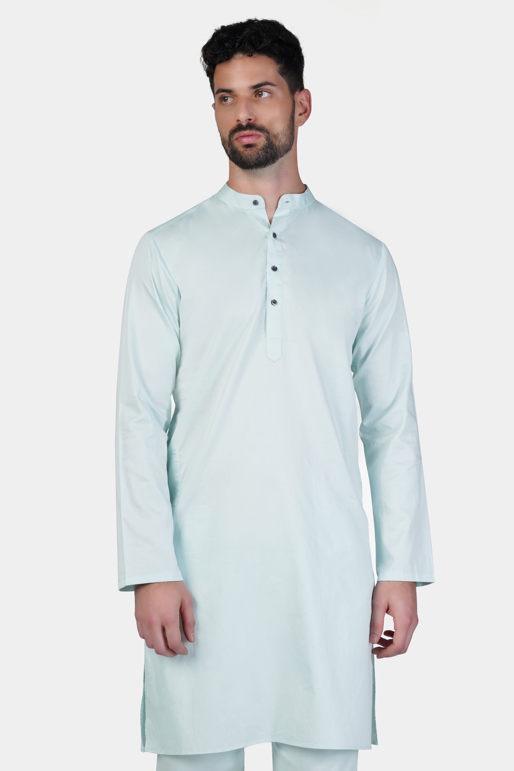 Timberwolf Blue Subtle Sheen Super Soft Premium Cotton Kurta