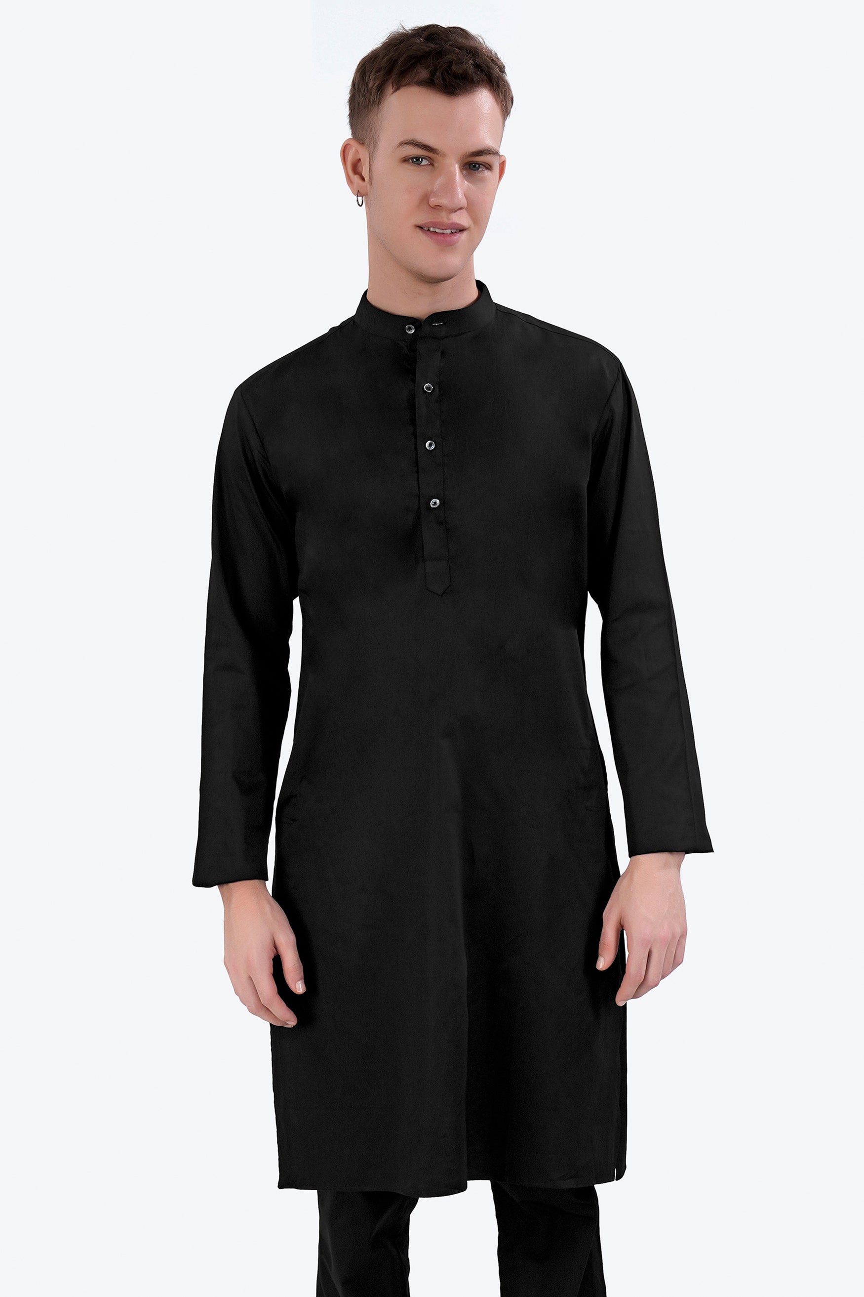 Jade Black Subtle Sheen Super Soft Premium Cotton Kurta