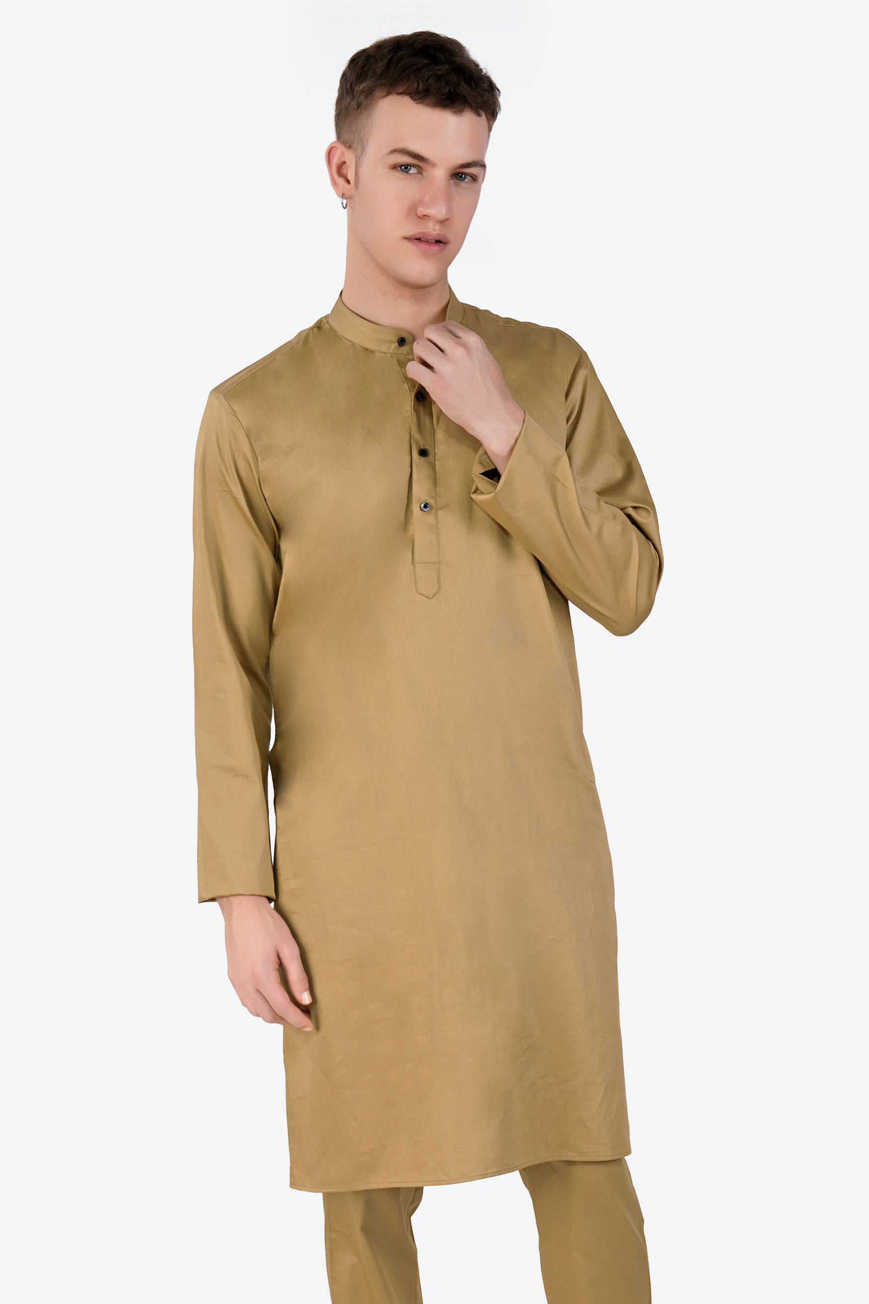 Teak Brown Subtle Sheen Super Soft Premium Cotton Kurta