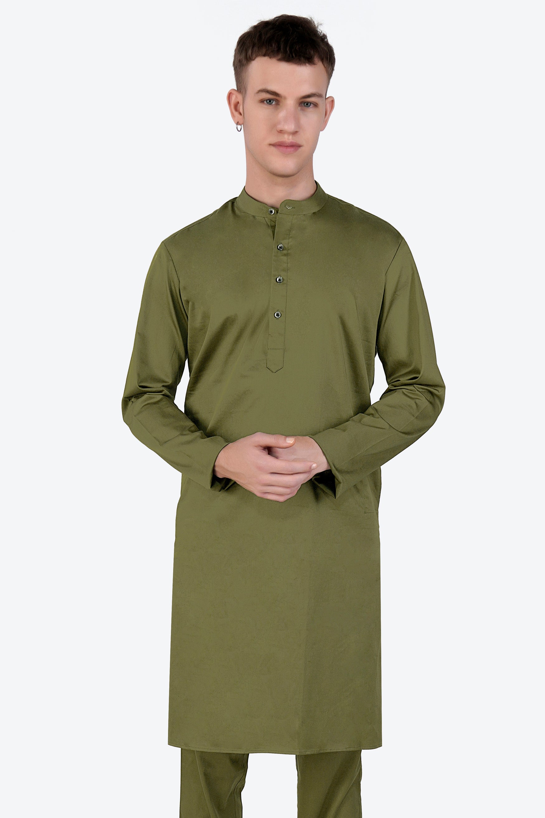 Fuscous Green Subtle Sheen Super Soft Premium Cotton Kurta