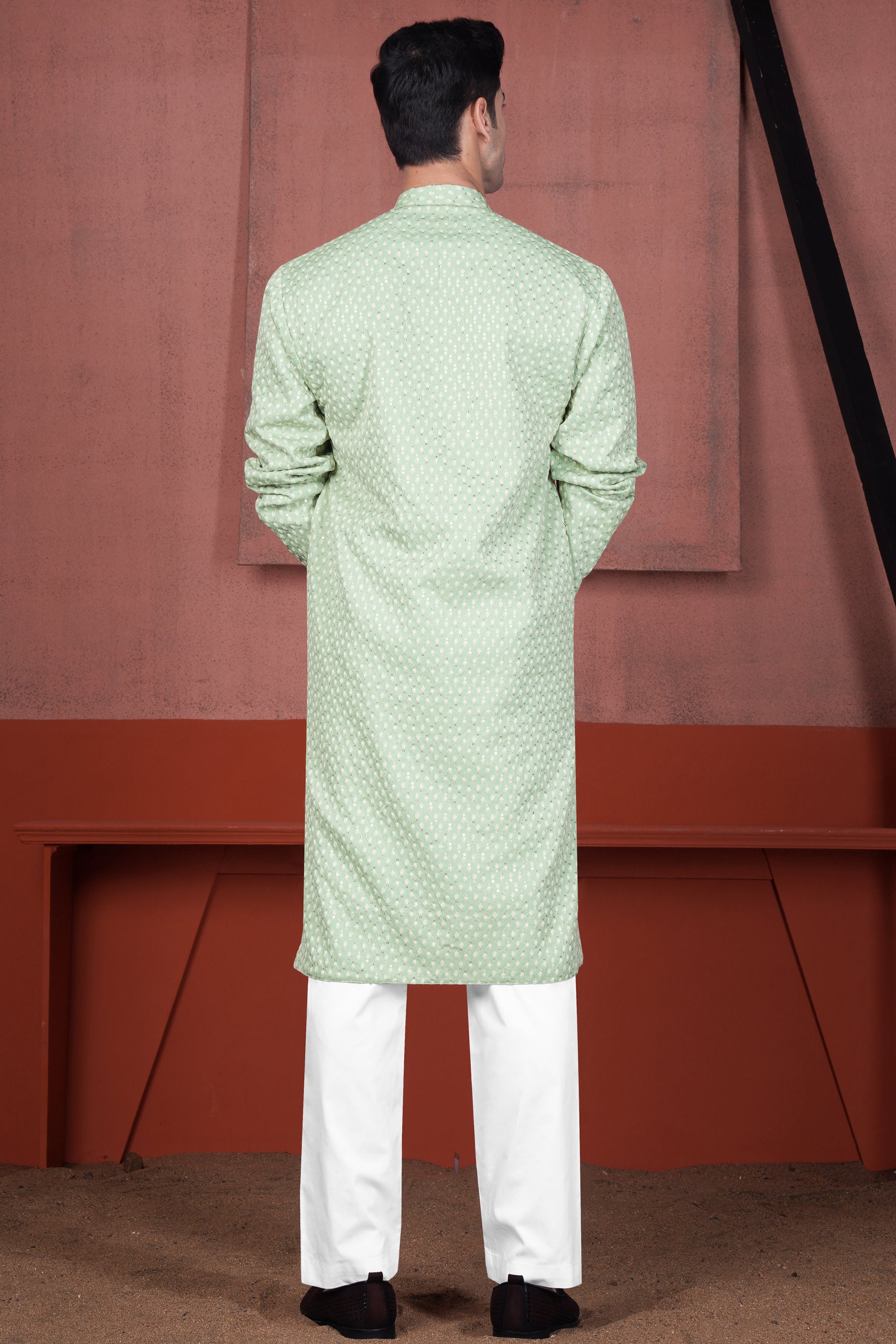 Tasman Green Embroidered Viscose Designer Kurta