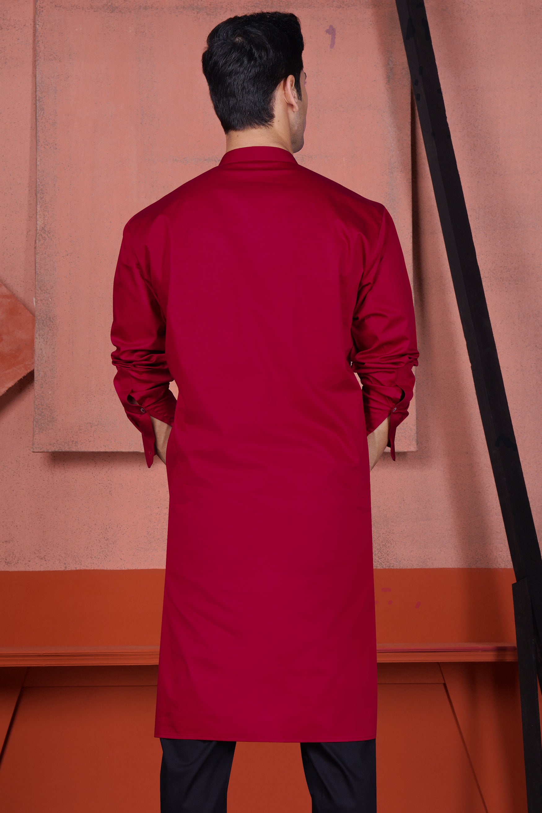 Vivid Auburn Red Multicolour Kutch Work Patches with Mirror Work Subtle Sheen Super Soft Premium Cotton Designer Kurta