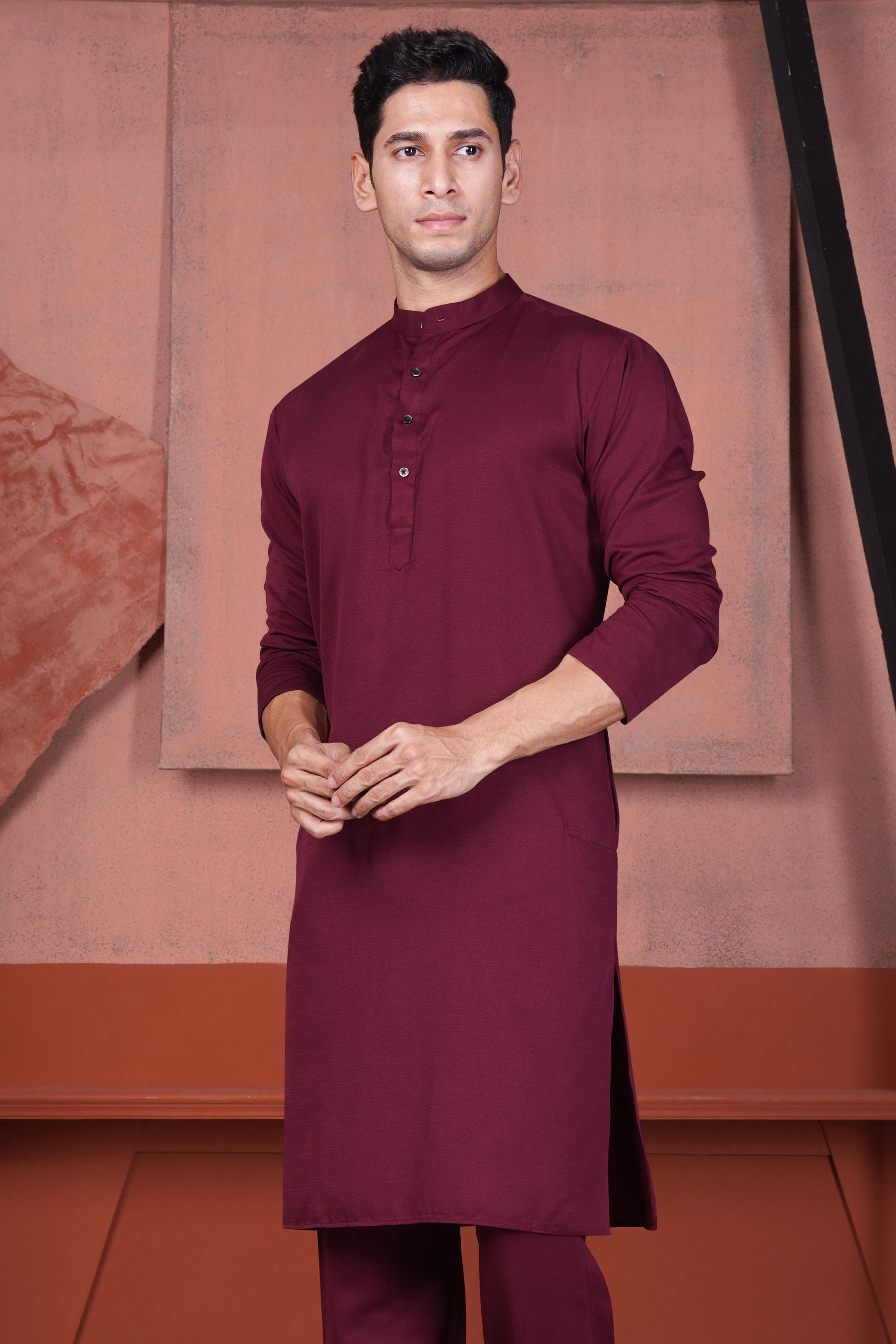 Mulberry Maroon Viscose Kurta