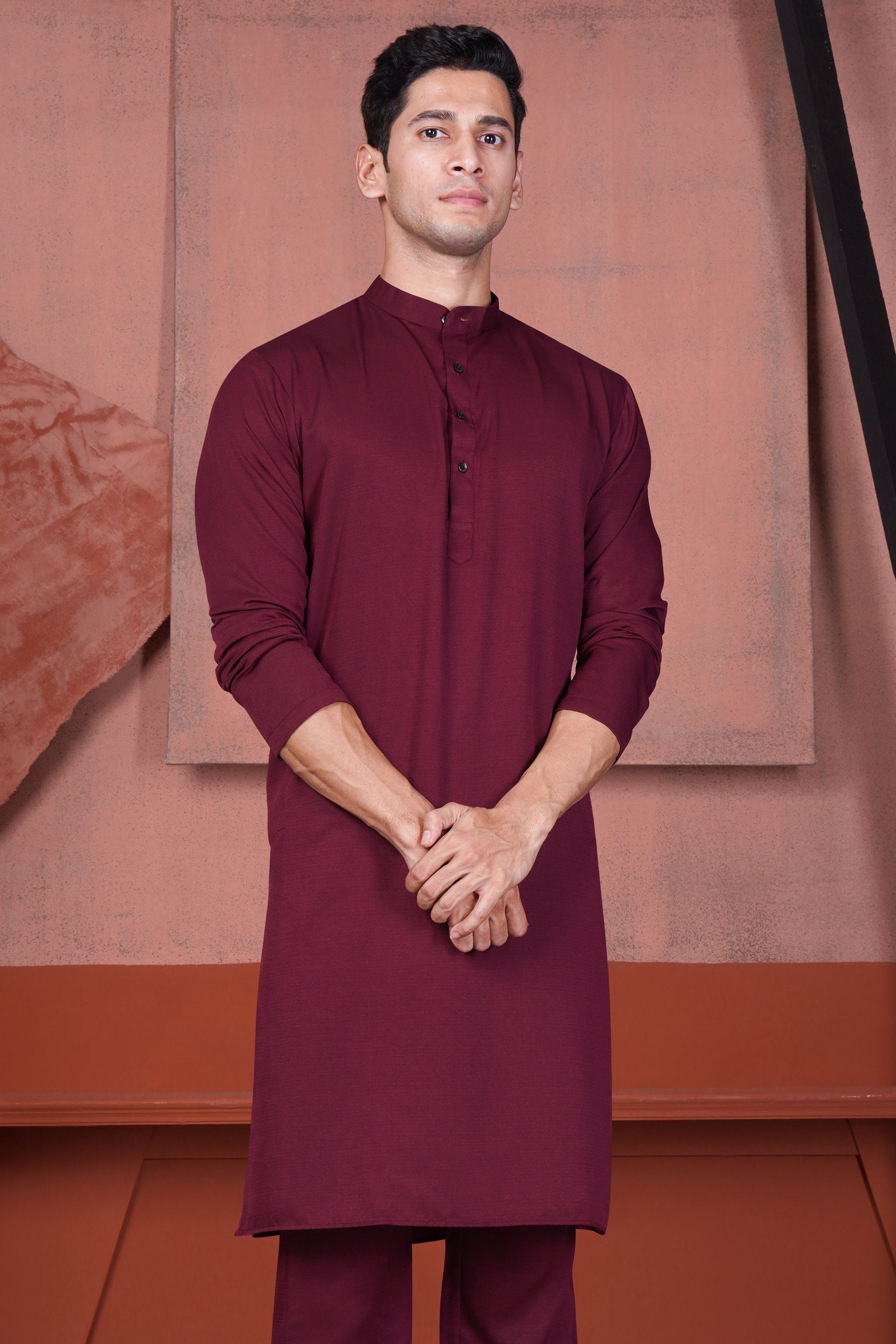 Mulberry Maroon Viscose Kurta