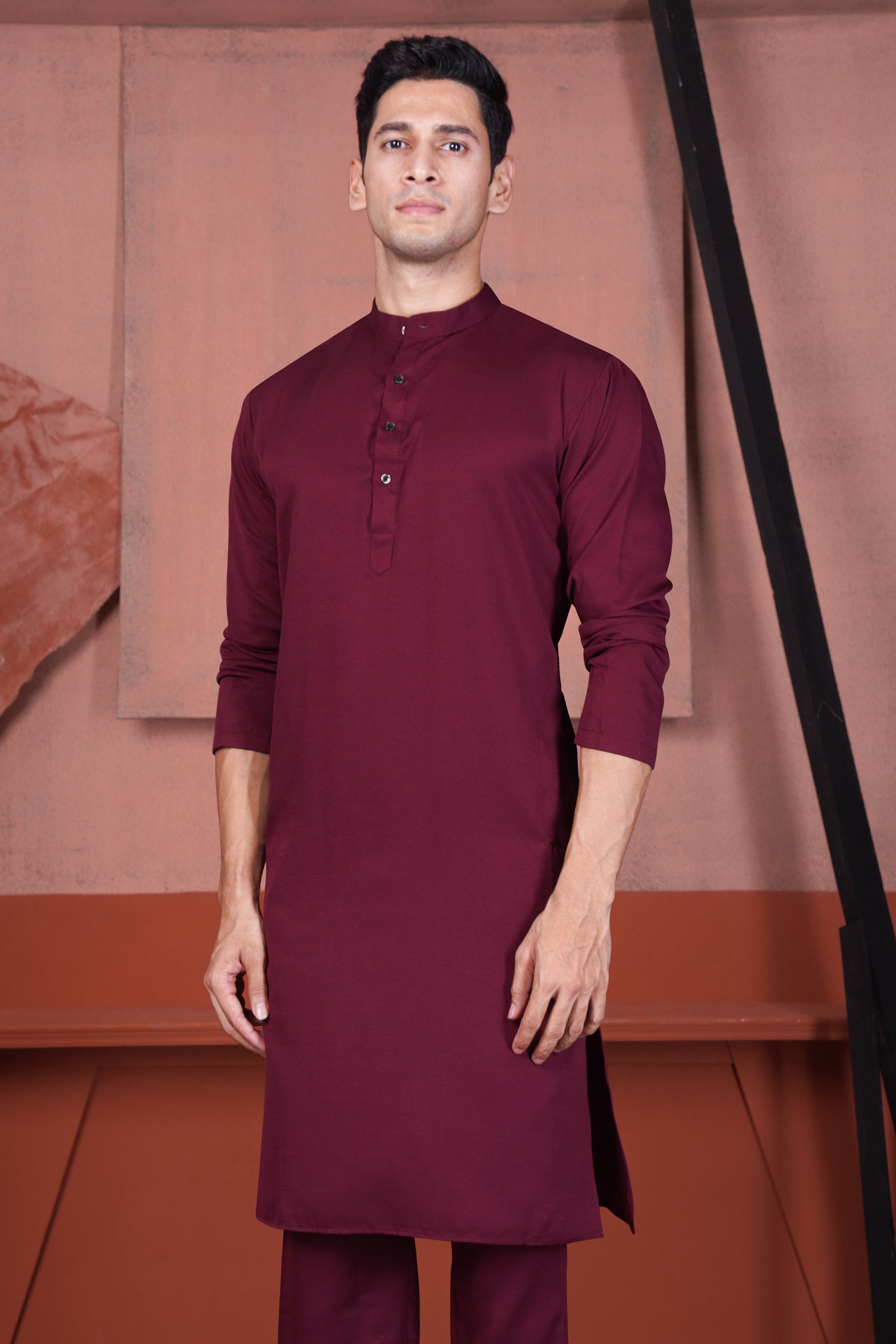 Mulberry Maroon Viscose Kurta