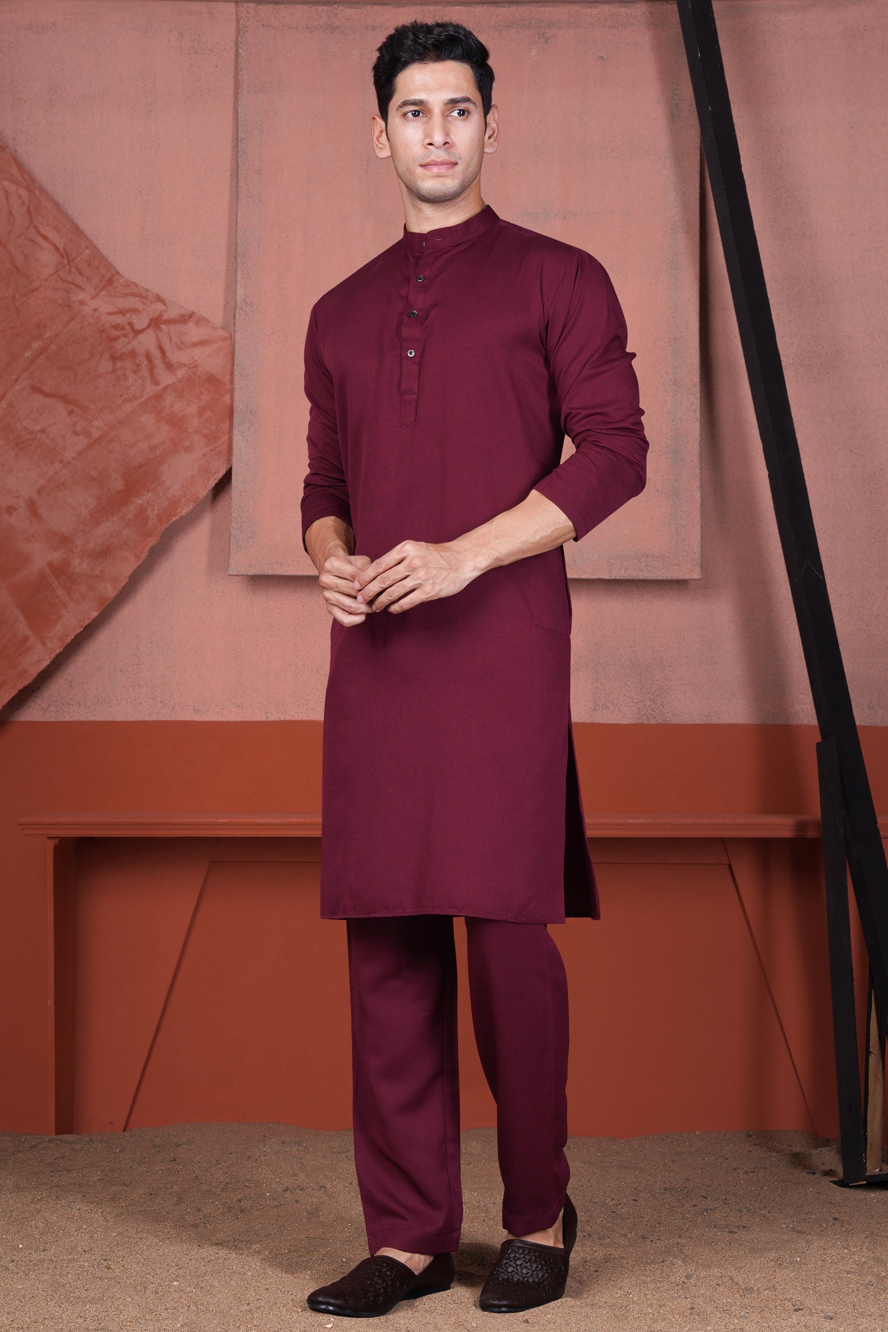 Mulberry Maroon Viscose Kurta