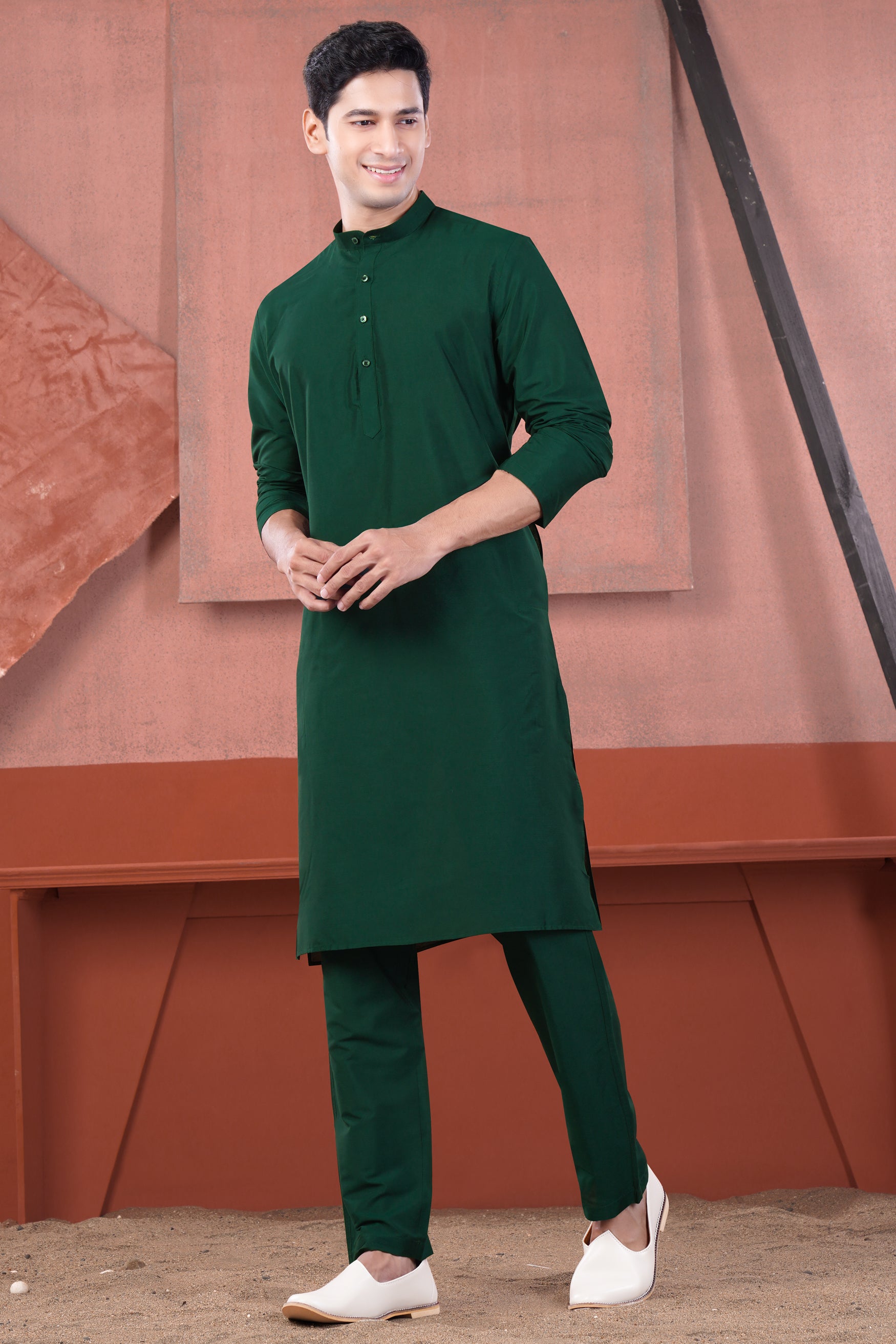 Gable Green Subtle Sheen Viscose Kurta