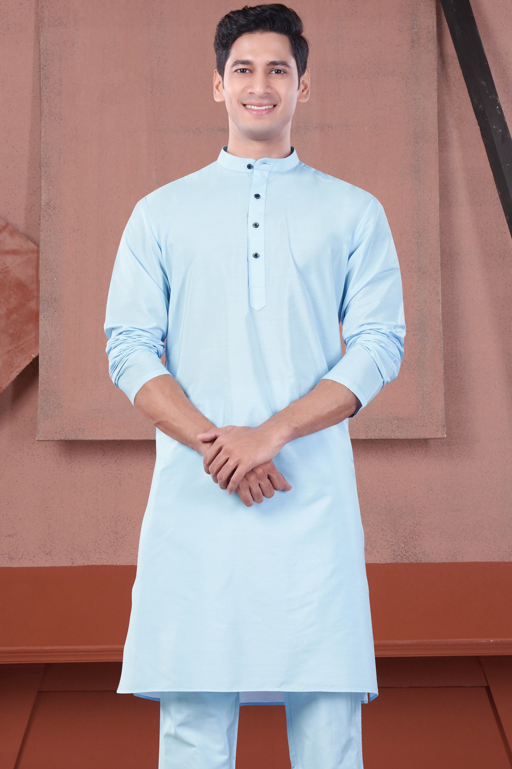 Uranian Blue Subtle Sheen Viscose Kurta