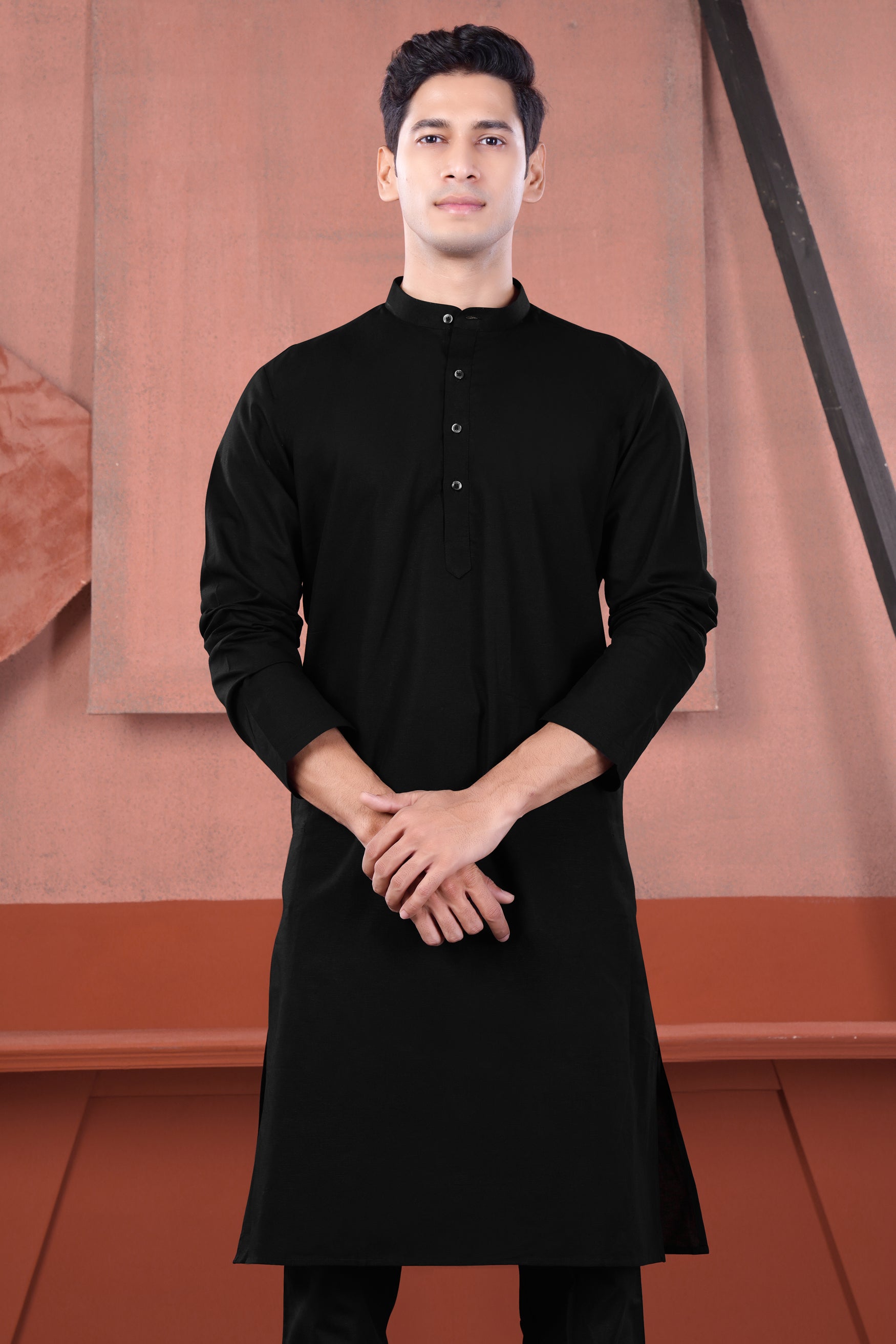 Jade Black Luxurious Linen Kurta