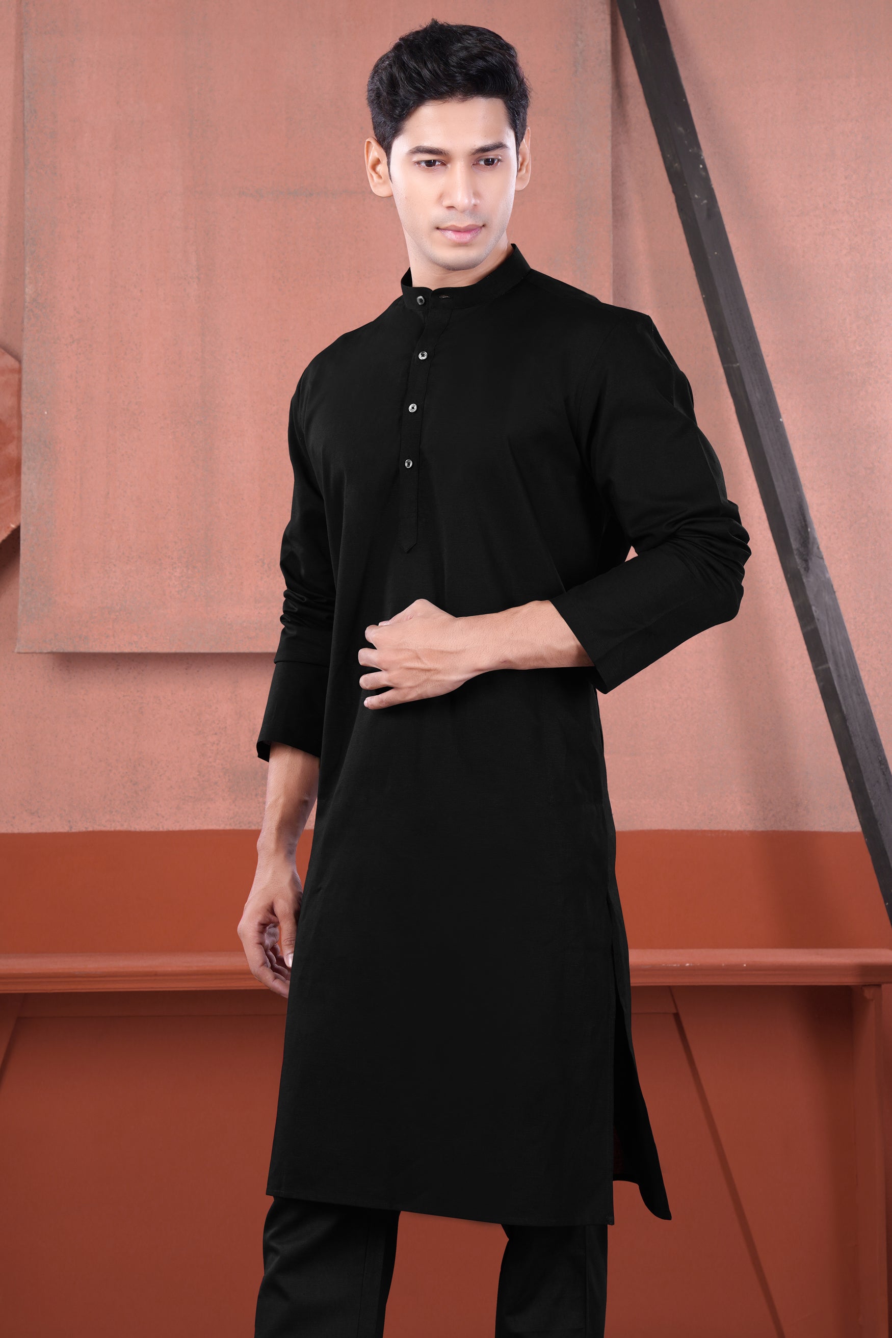 Jade Black Luxurious Linen Kurta
