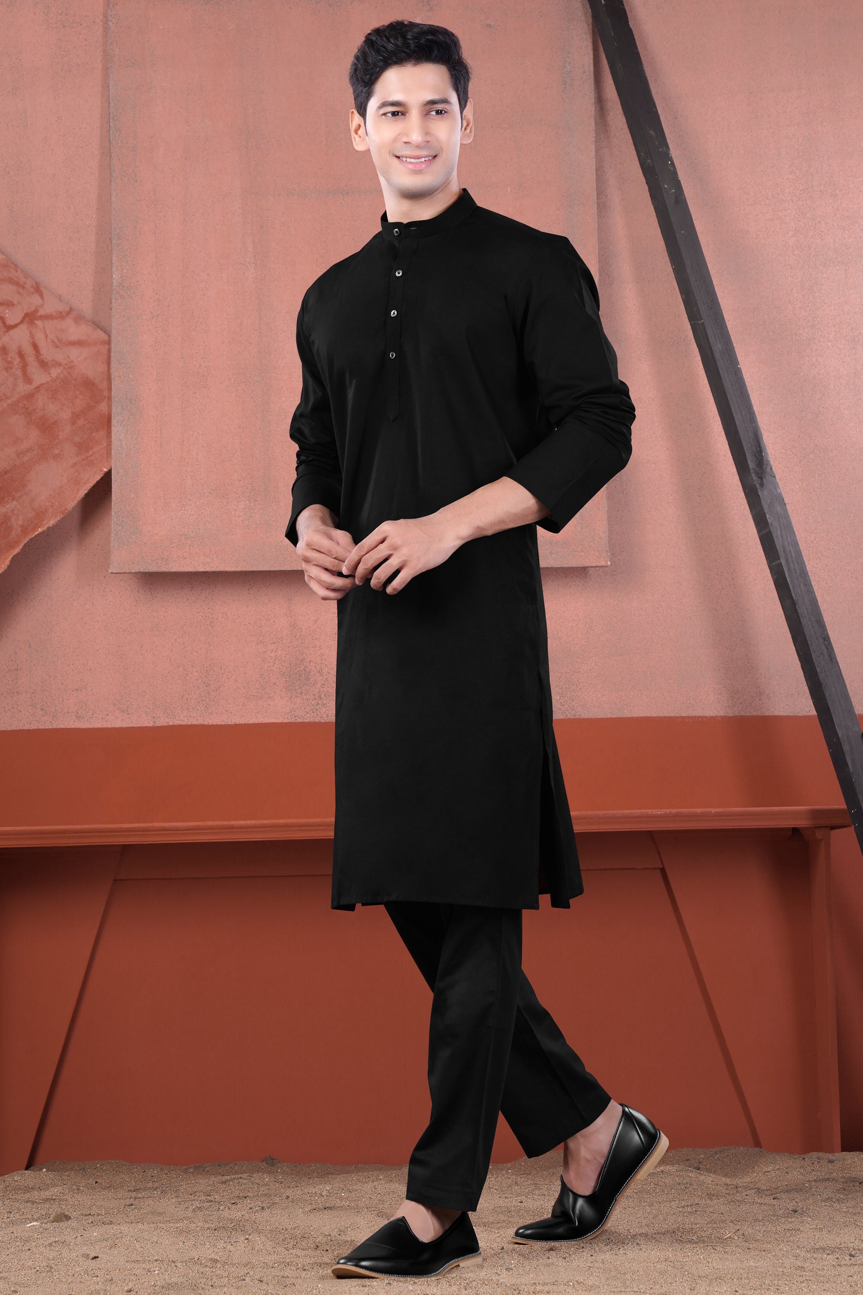 Jade Black Luxurious Linen Kurta
