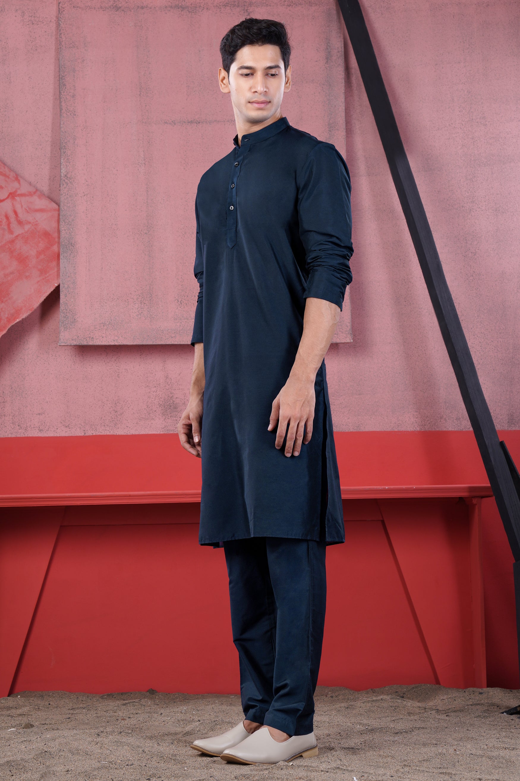 Haiti Blue Subtle Sheen Viscose Kurta