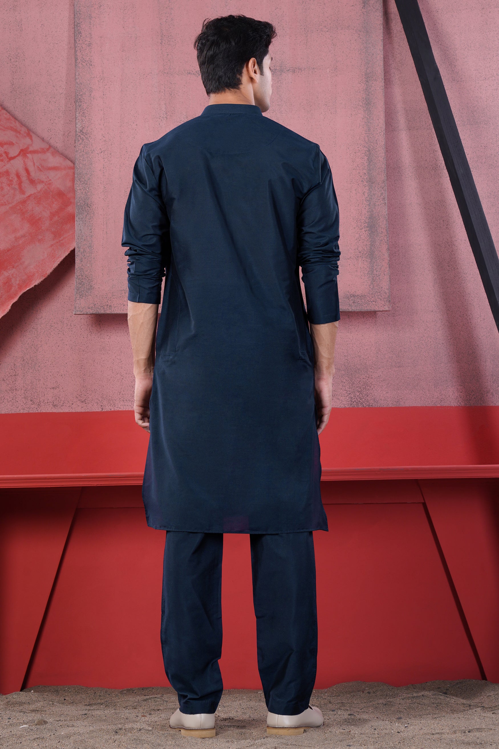 Haiti Blue Subtle Sheen Viscose Kurta