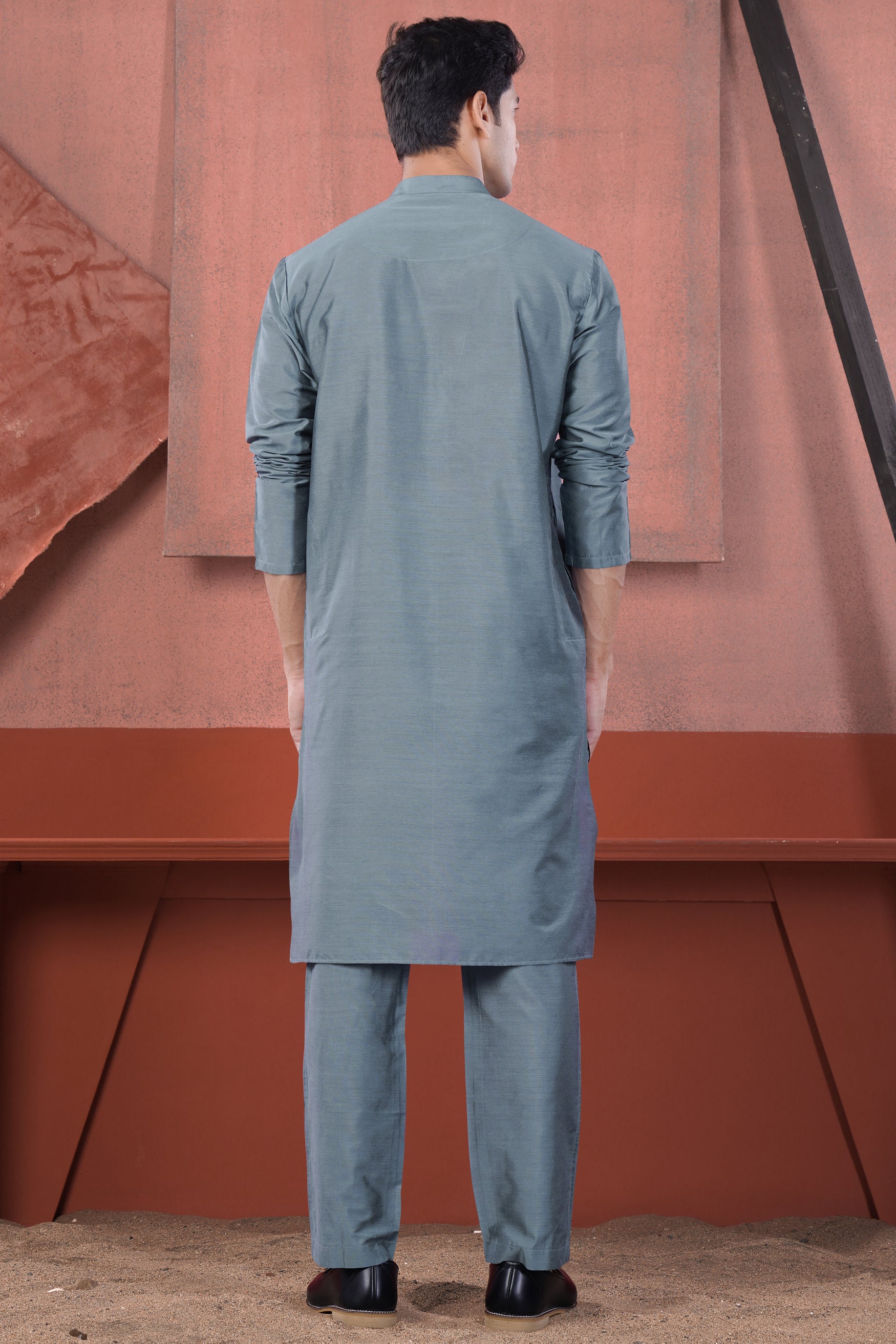Slate Blue Subtle Sheen Viscose Kurta