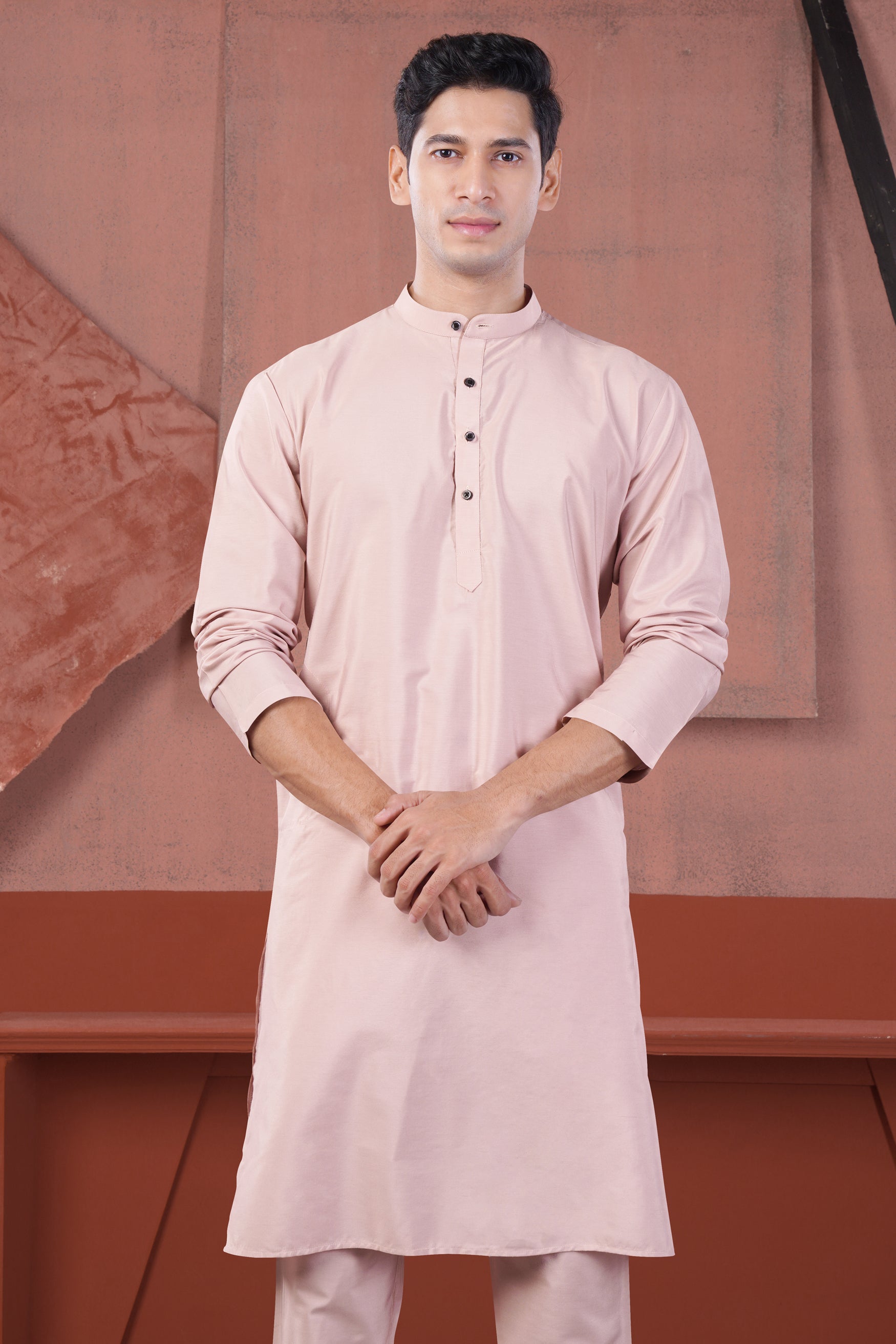 Cavern Pink Subtle Sheen Viscose Kurta