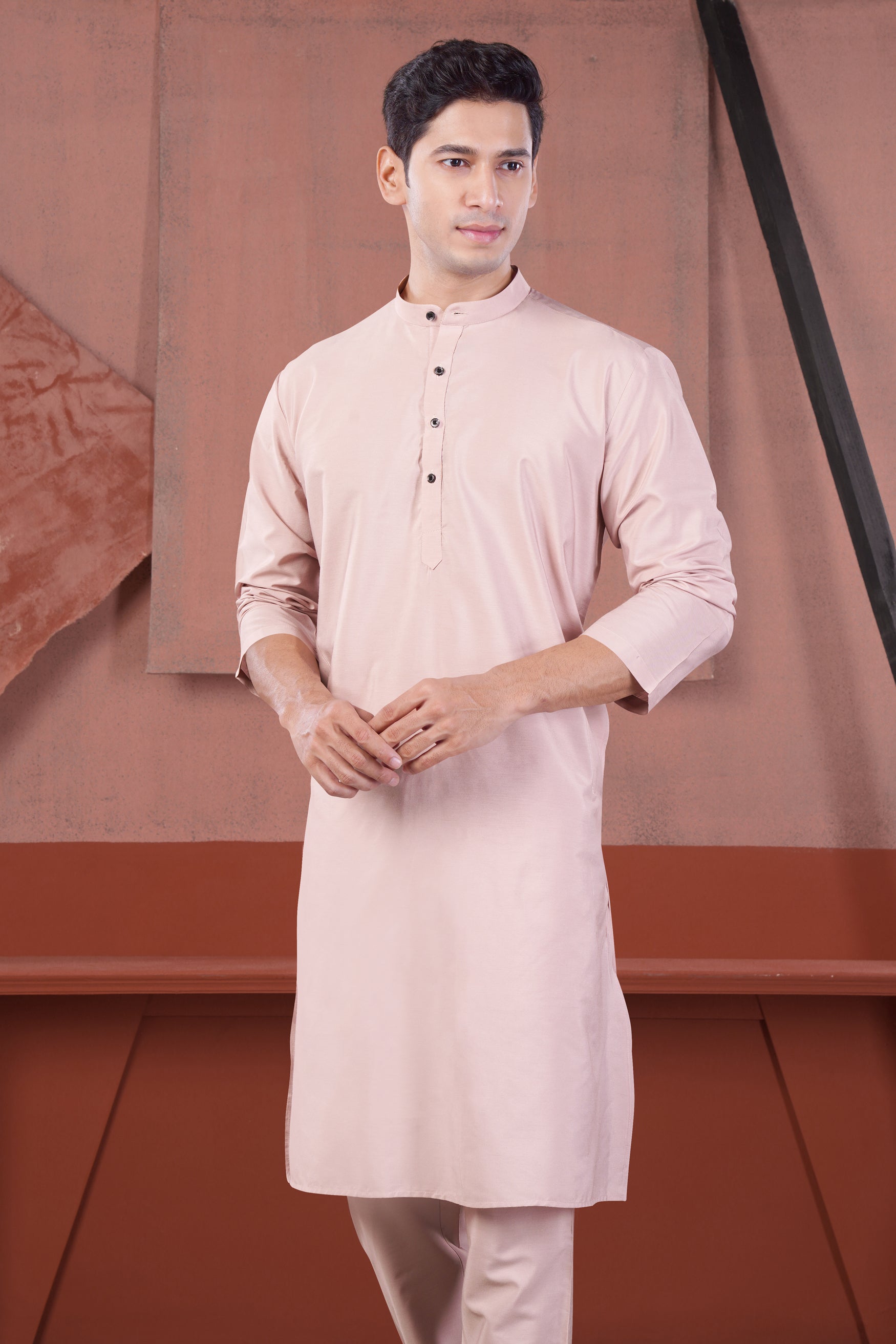 Cavern Pink Subtle Sheen Viscose Kurta