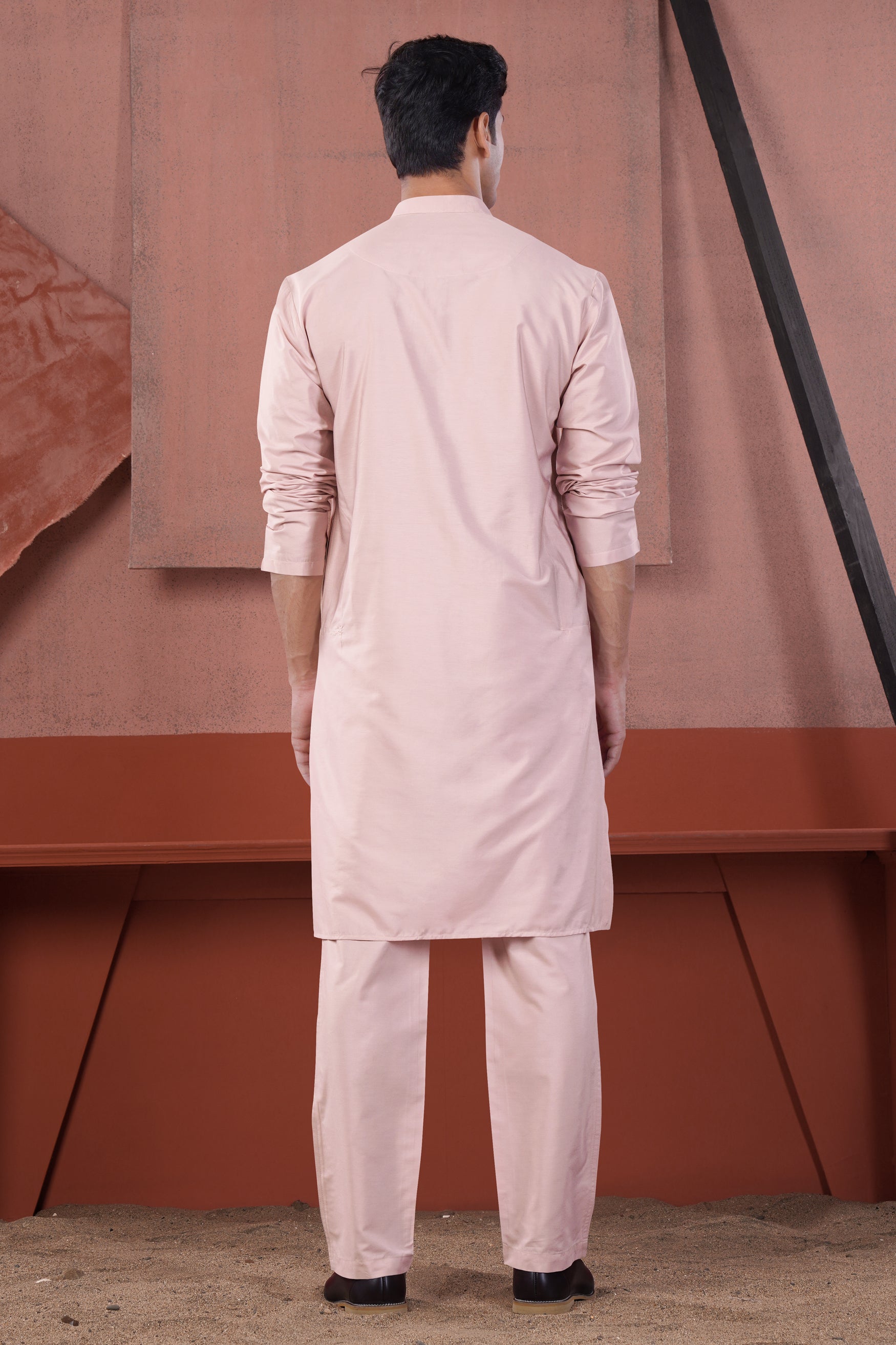 Cavern Pink Subtle Sheen Viscose Kurta