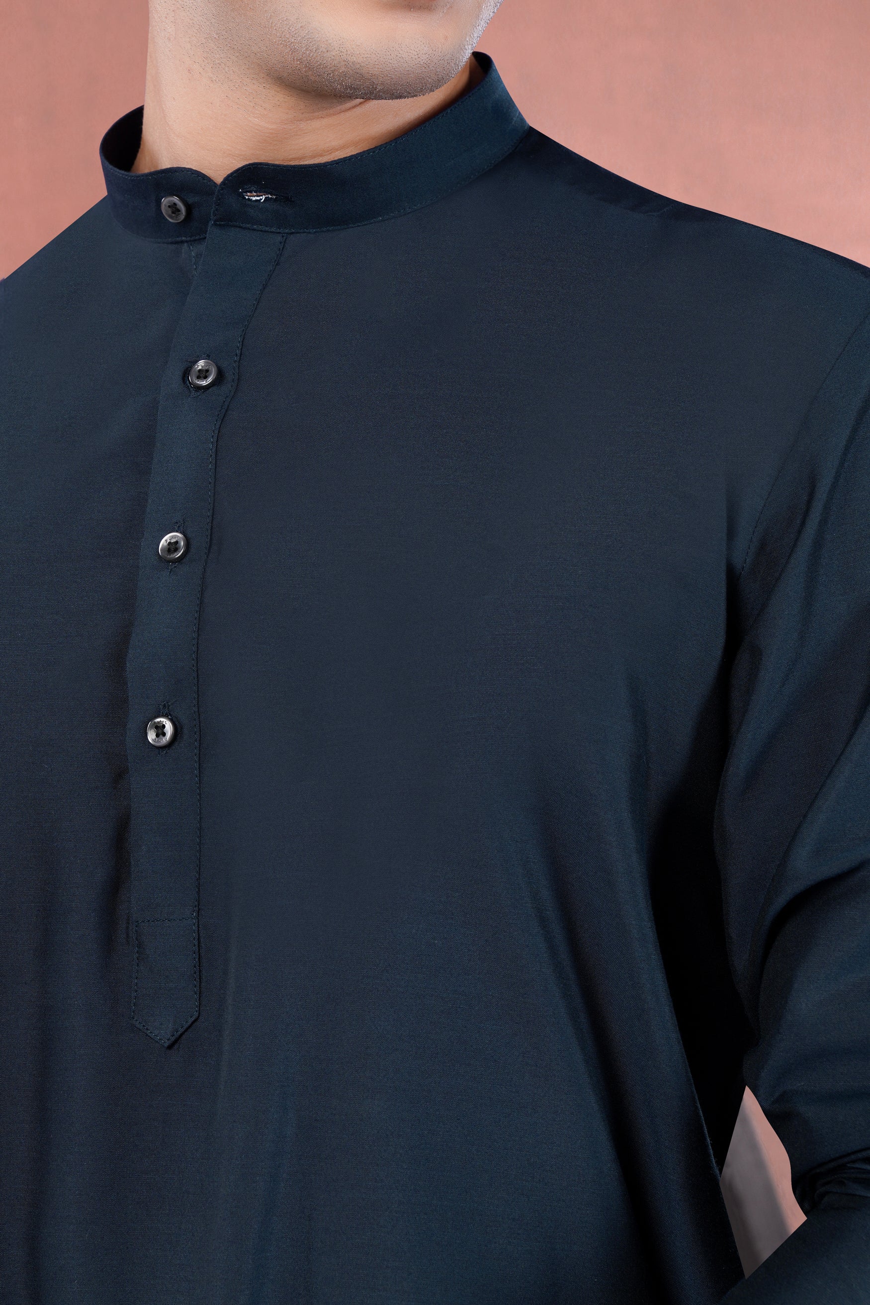 Ebony Clay Blue Subtle Sheen Viscose Kurta