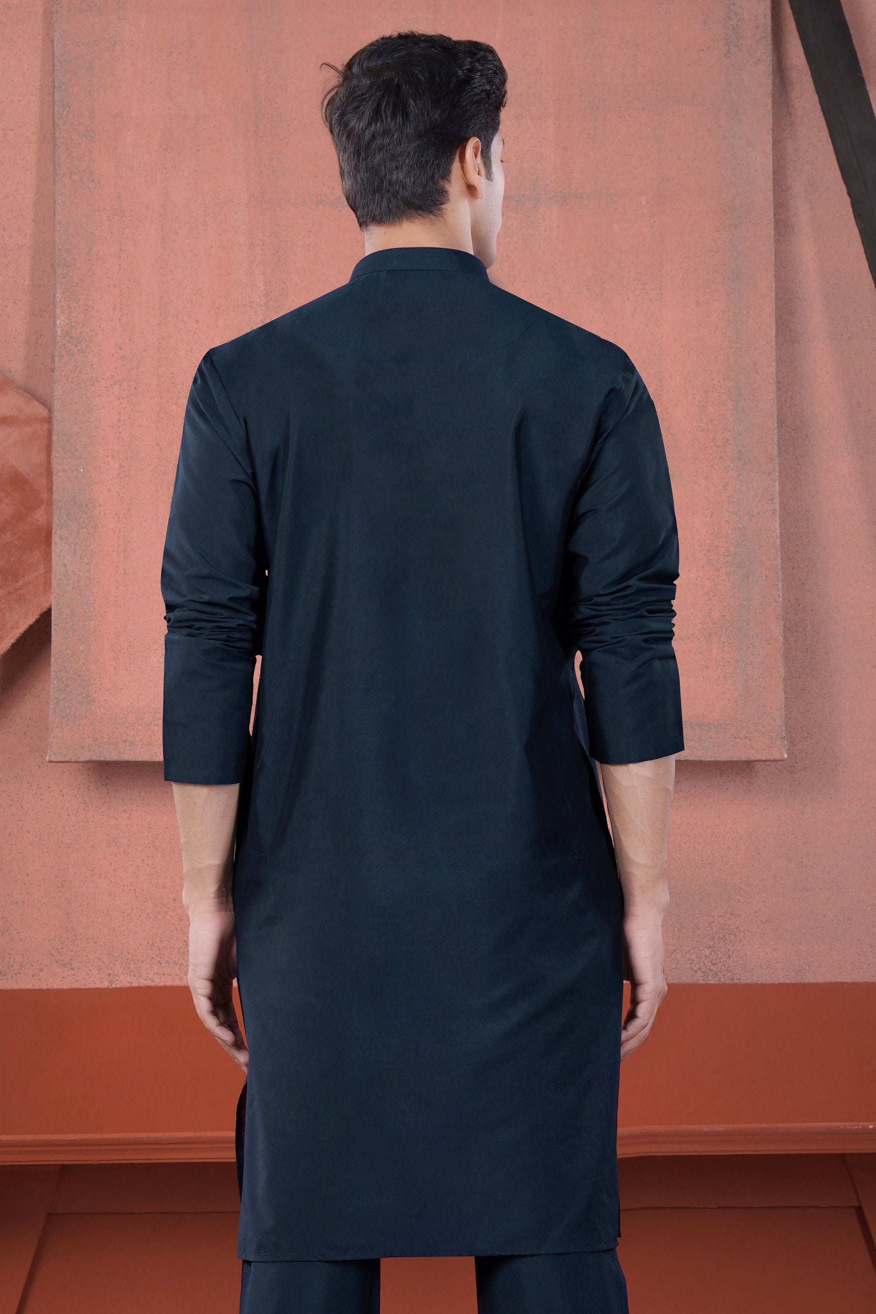 Ebony Clay Blue Subtle Sheen Viscose Kurta