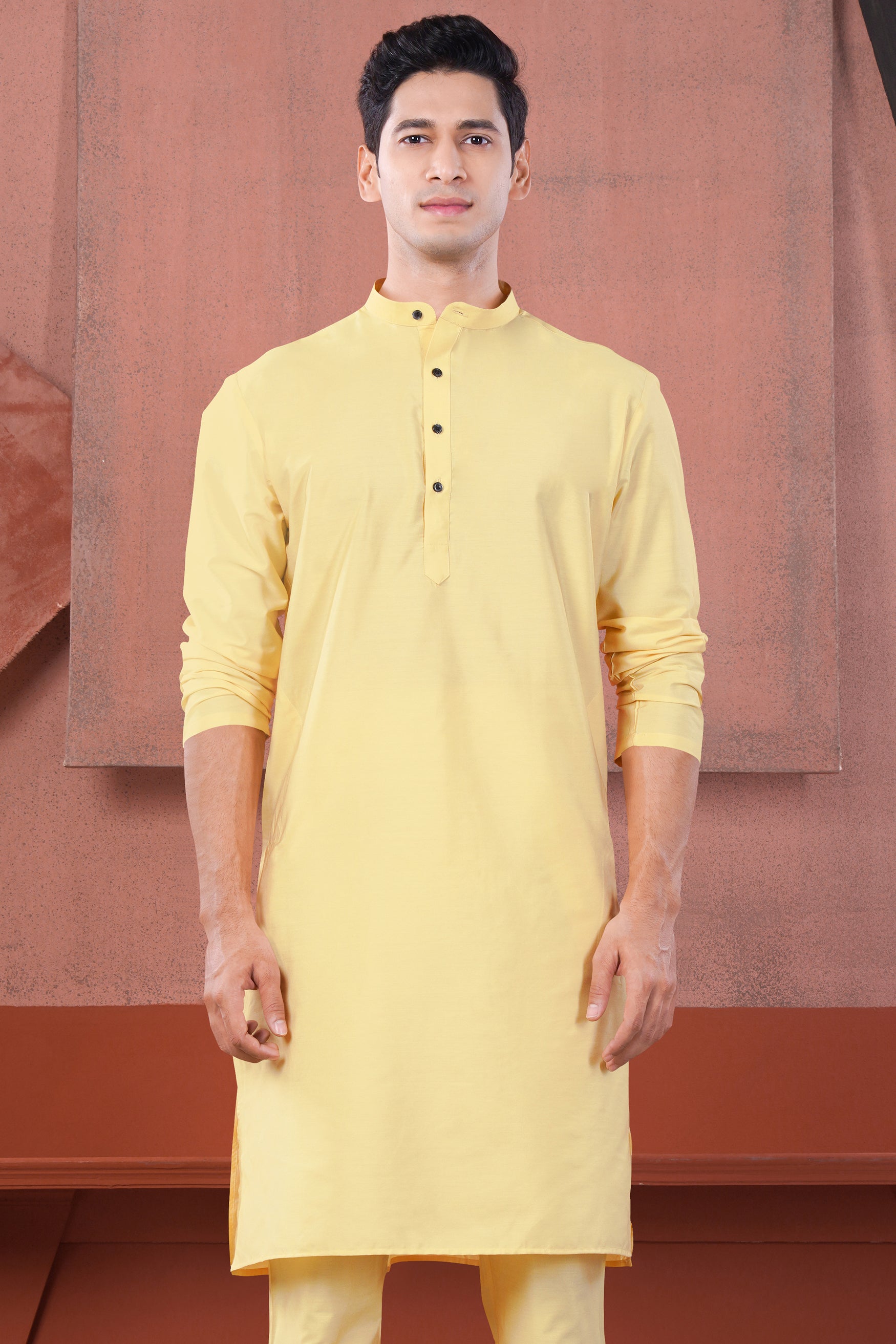 Hampton Yellow Subtle Sheen Viscose Kurta