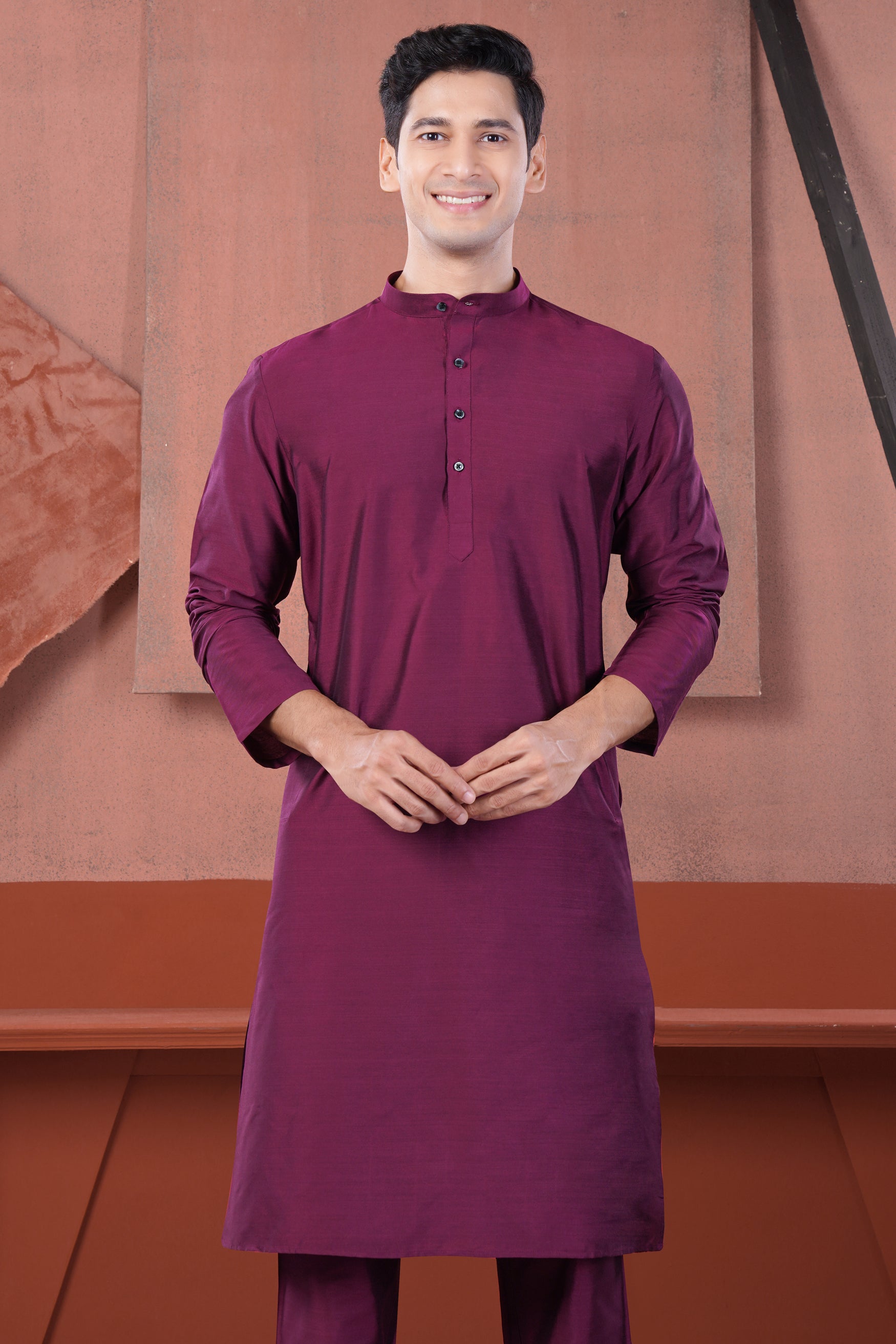 Finn Pink Subtle Sheen Viscose Kurta