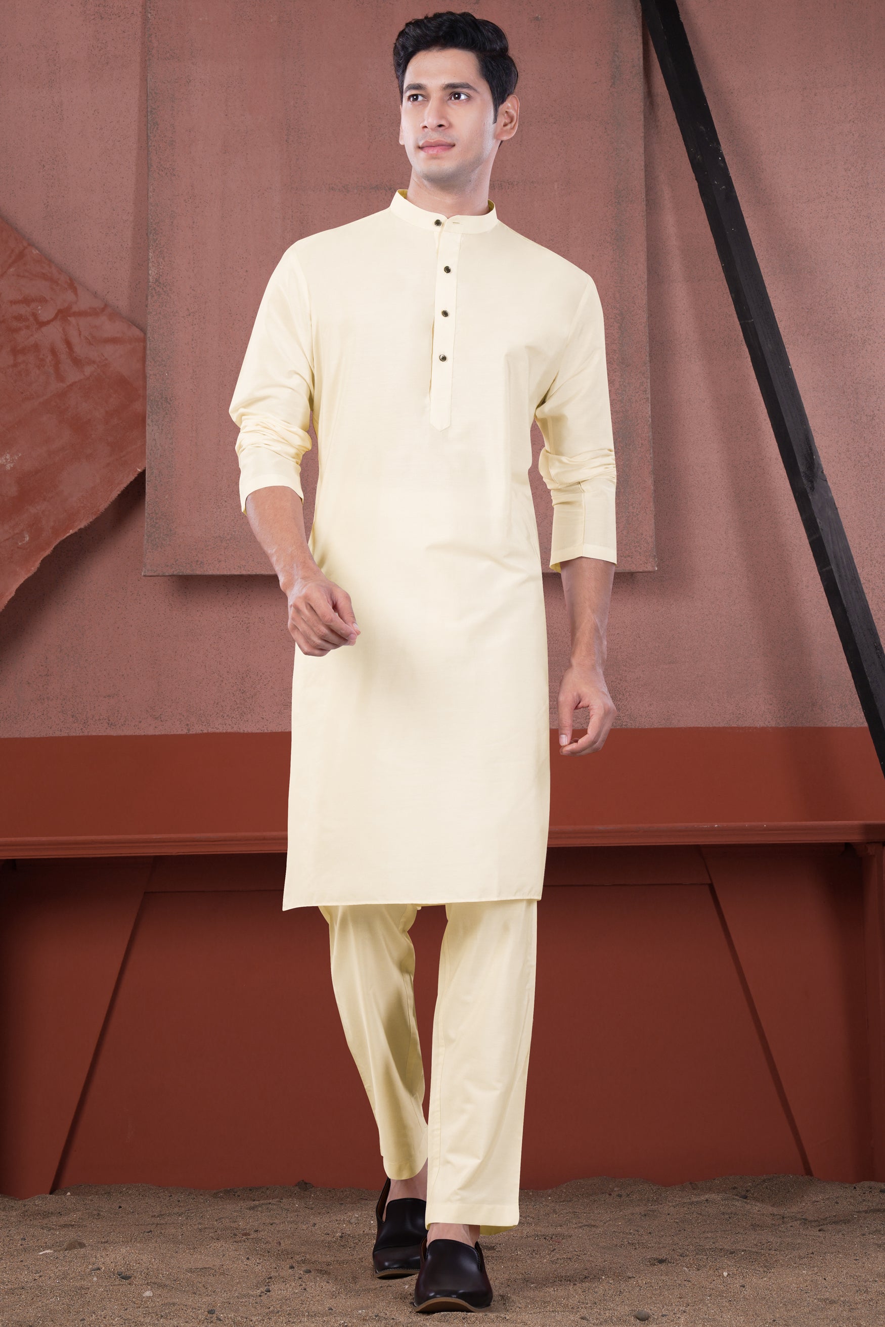 Beige Subtle Sheen Viscose Kurta