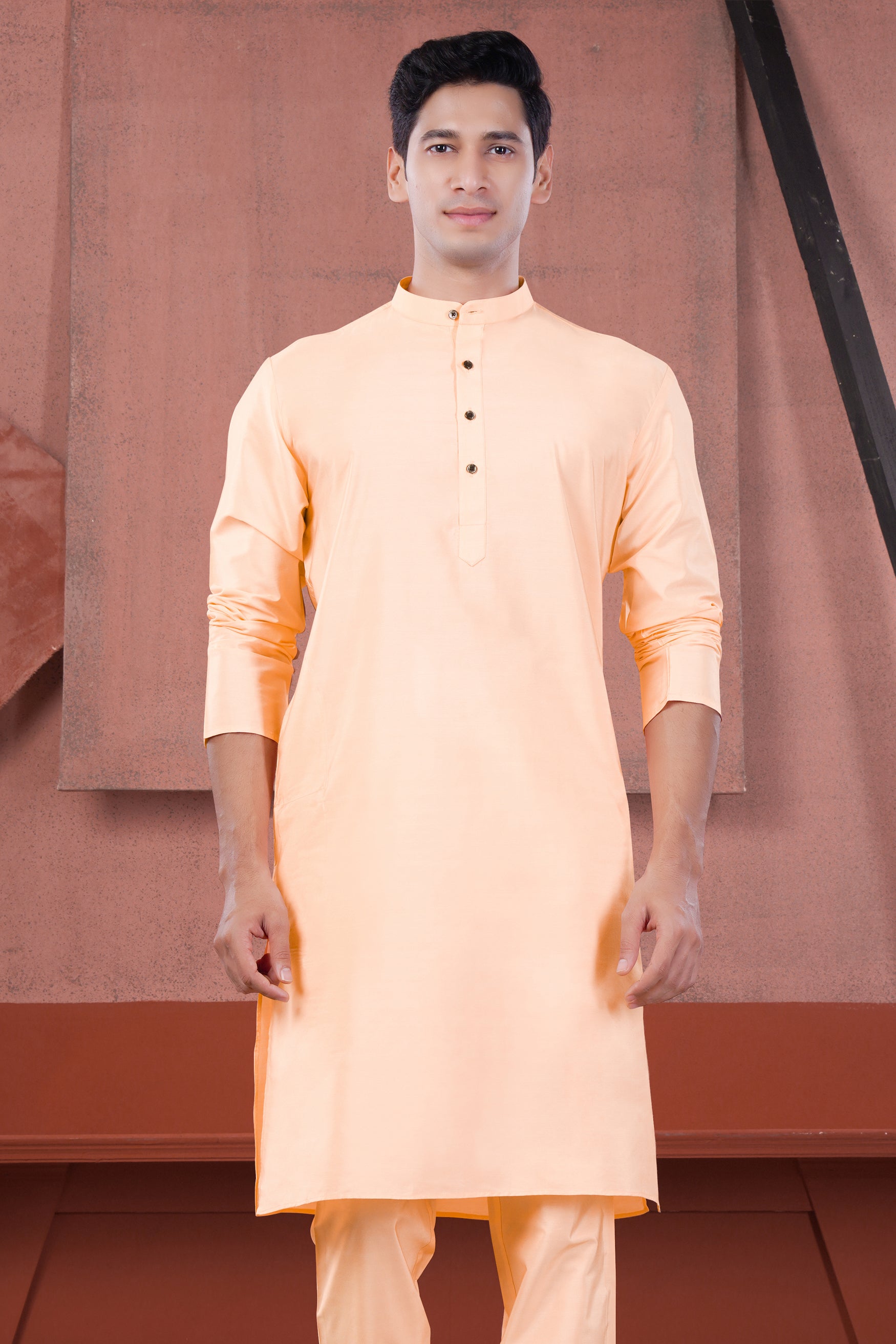 Peach Subtle Sheen Viscose Kurta