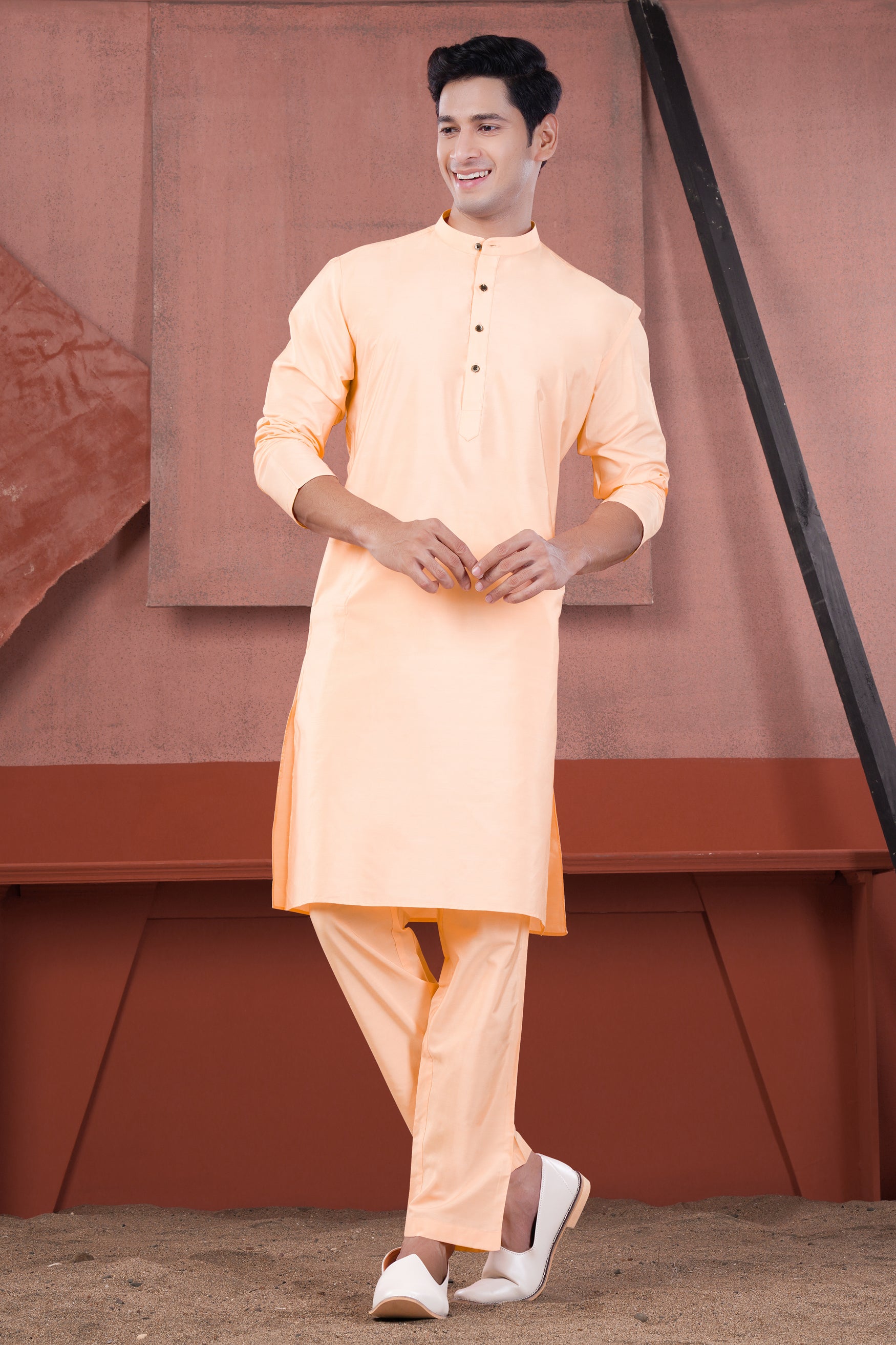 Peach Subtle Sheen Viscose Kurta