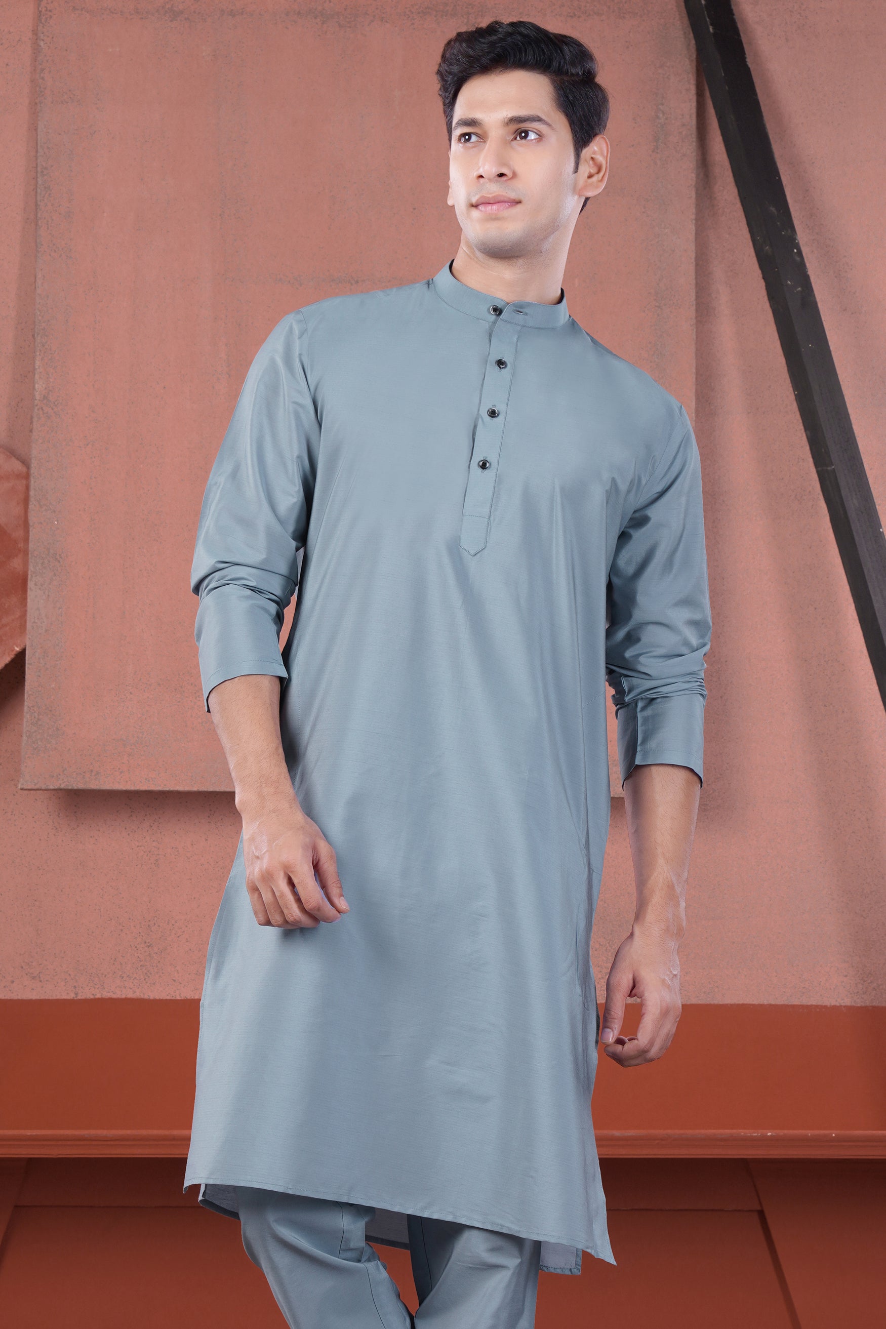 Regent Blue Subtle Sheen Viscose Kurta