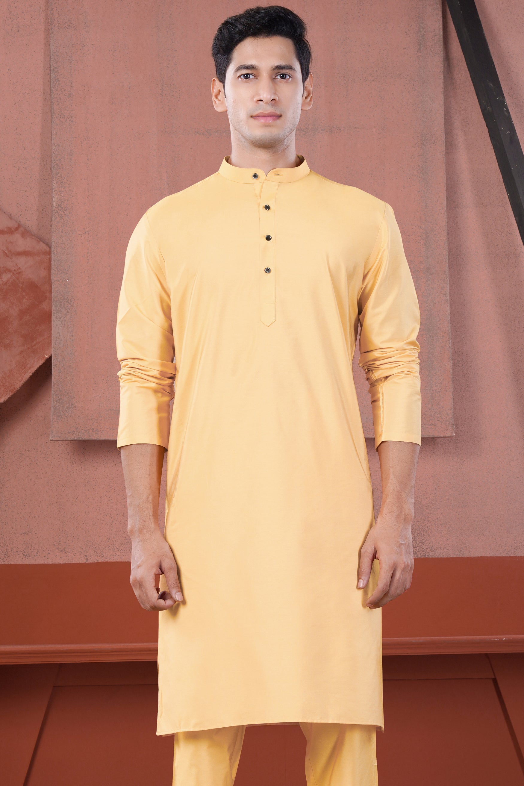 Manhattan Orange Subtle Sheen Viscose Kurta