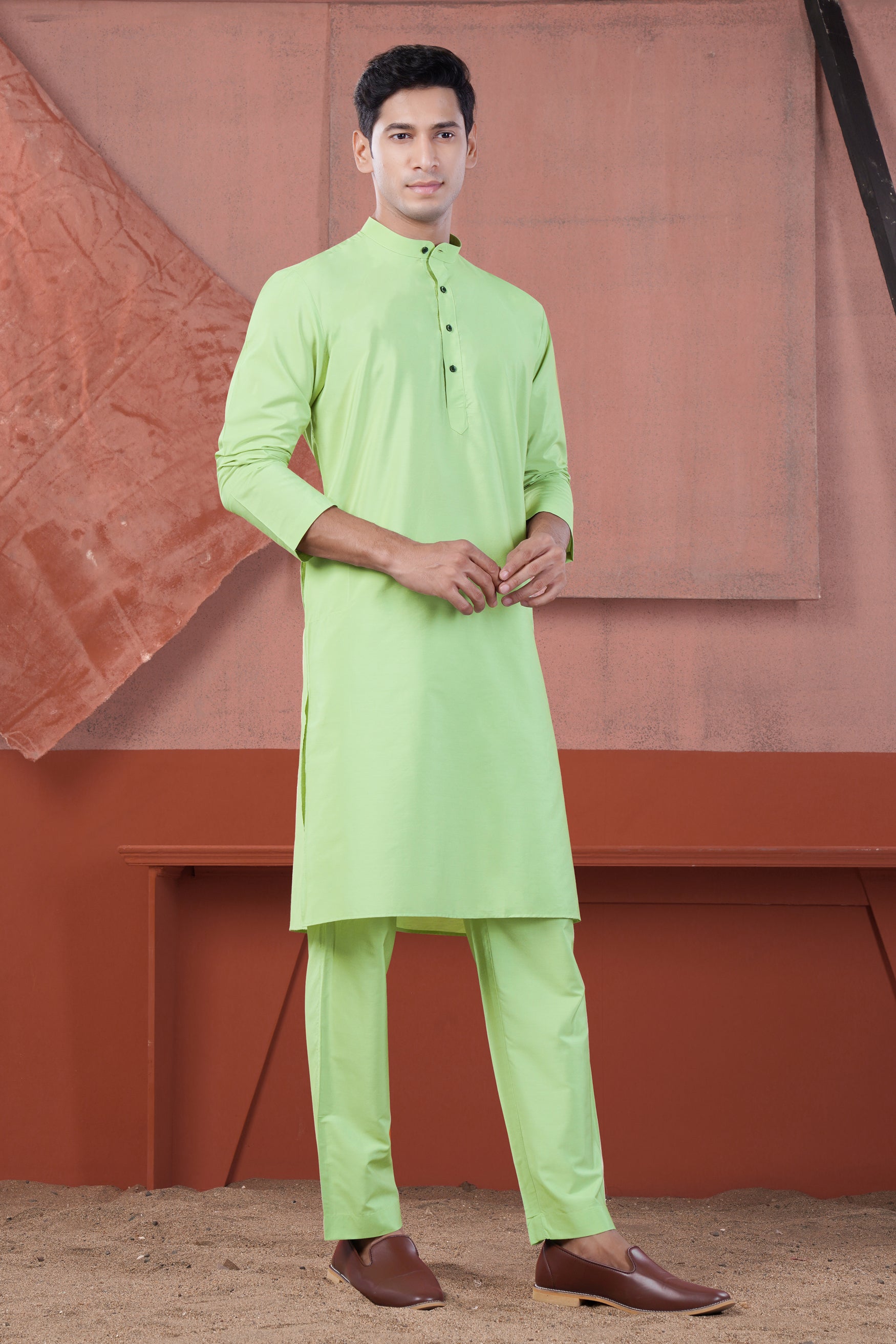 Pixie Green Subtle Sheen Viscose Kurta