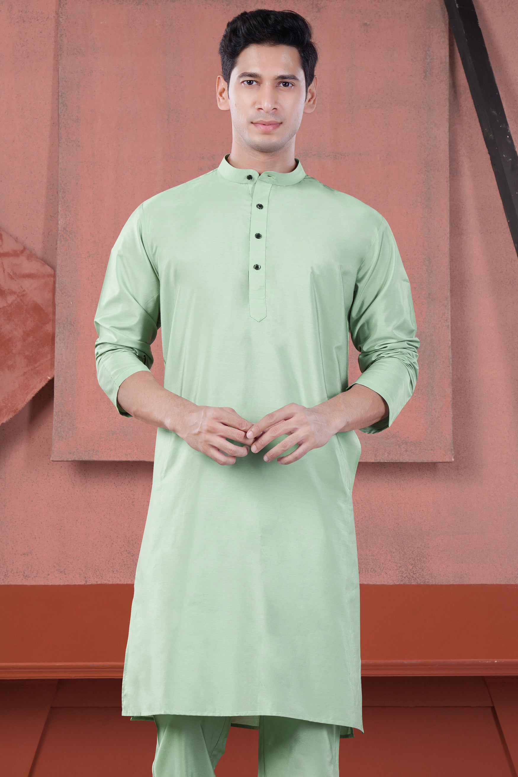 Sprout Green Subtle Sheen Viscose Kurta