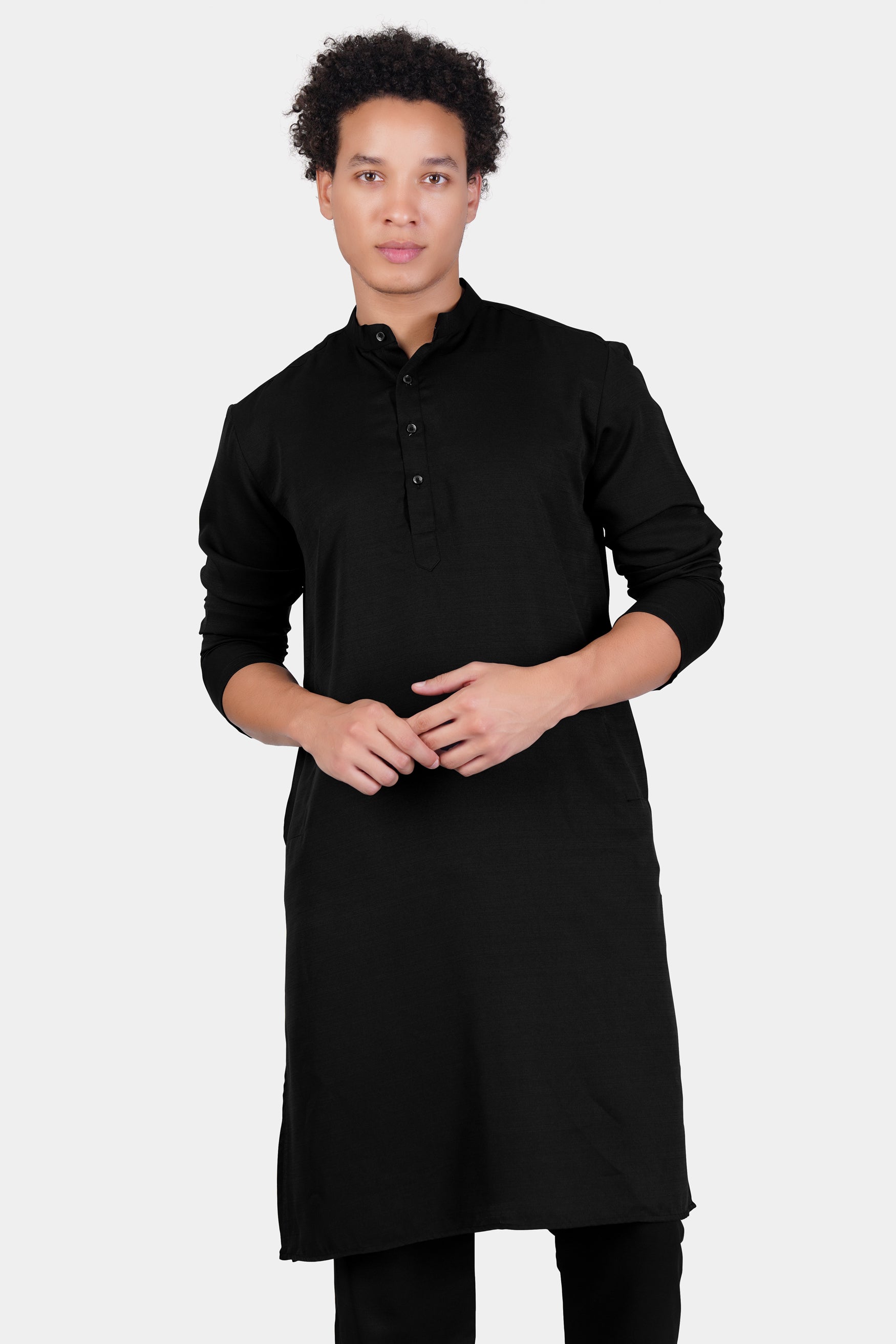 Jade Black Subtle Sheen Viscose Kurta