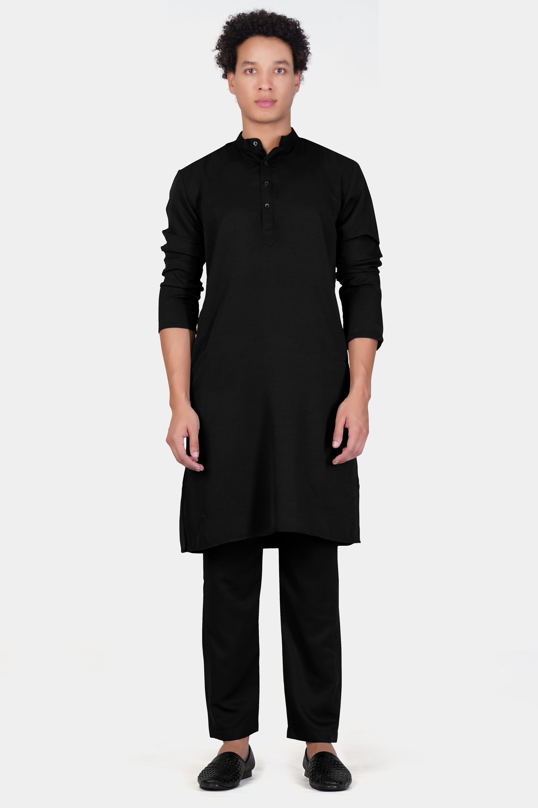 Jade Black Subtle Sheen Viscose Kurta