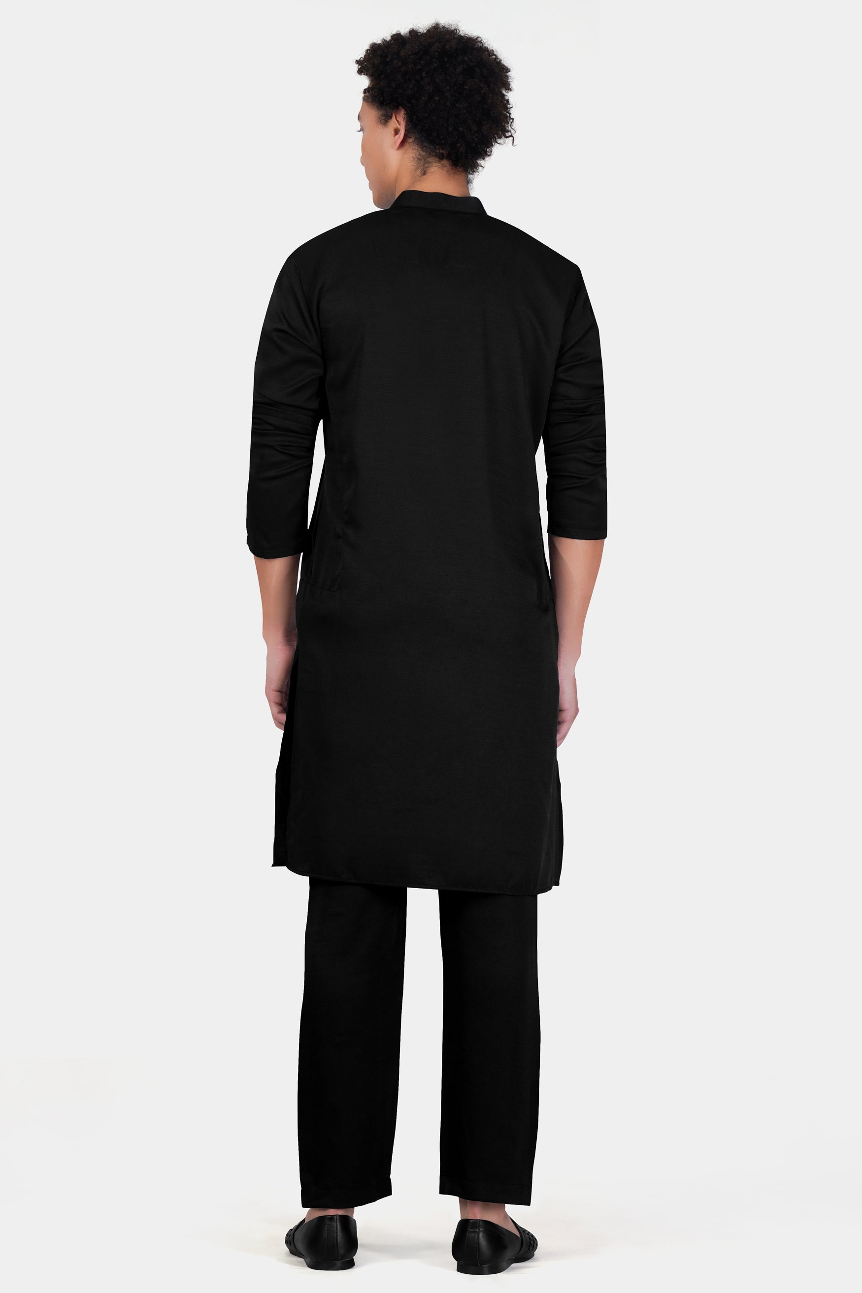 Jade Black Subtle Sheen Viscose Kurta