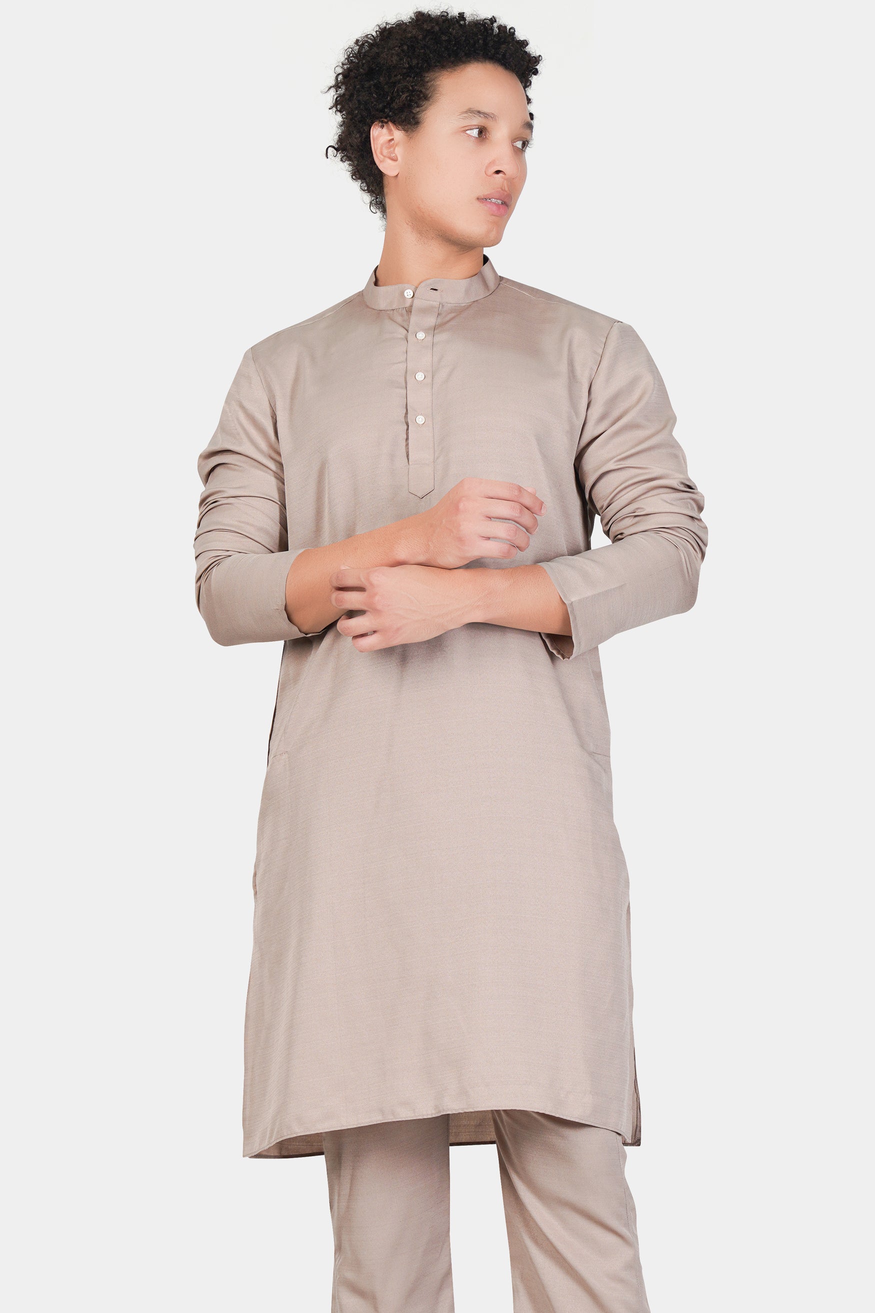 Foggy Brown Subtle Sheen Viscose Kurta