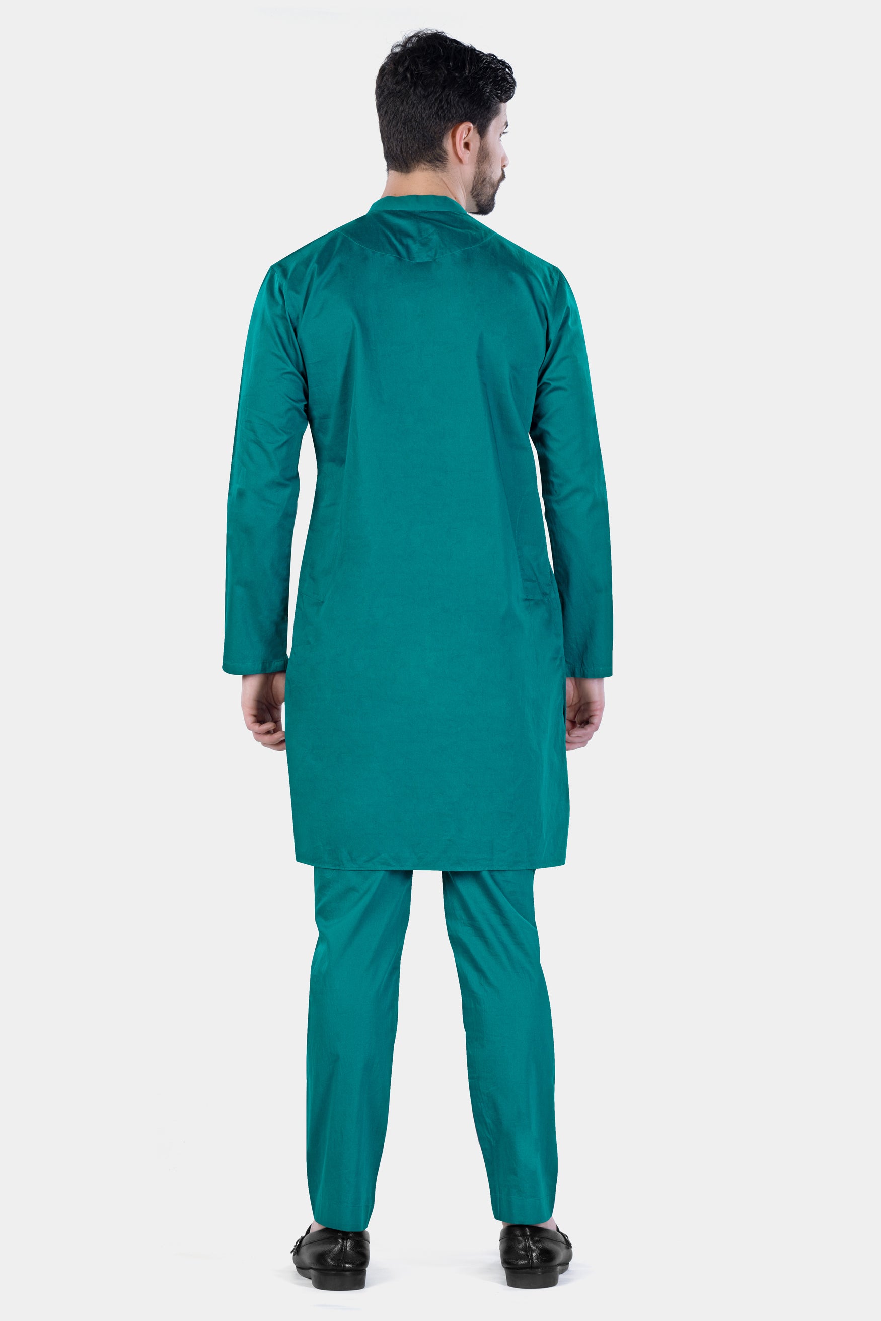 Aquamarine Green Camel Hand Painted Subtle Sheen Super Soft Premium Cotton Designer Kurta