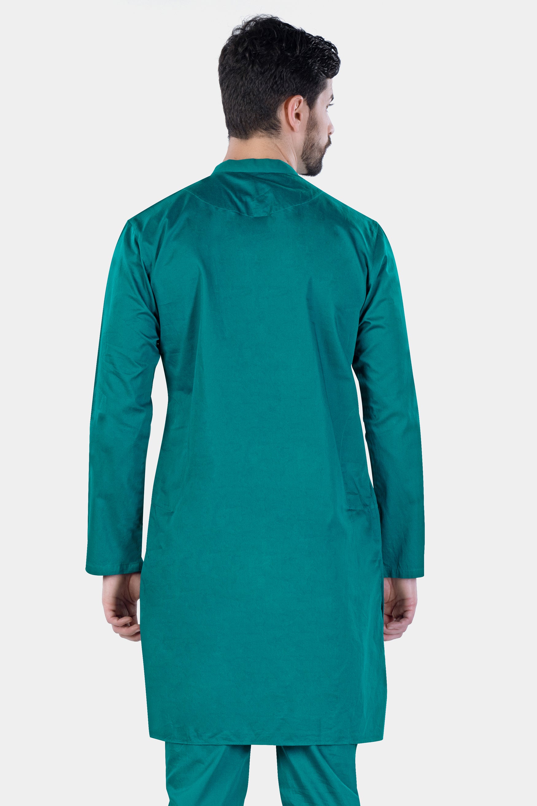 Aquamarine Green Camel Hand Painted Subtle Sheen Super Soft Premium Cotton Designer Kurta