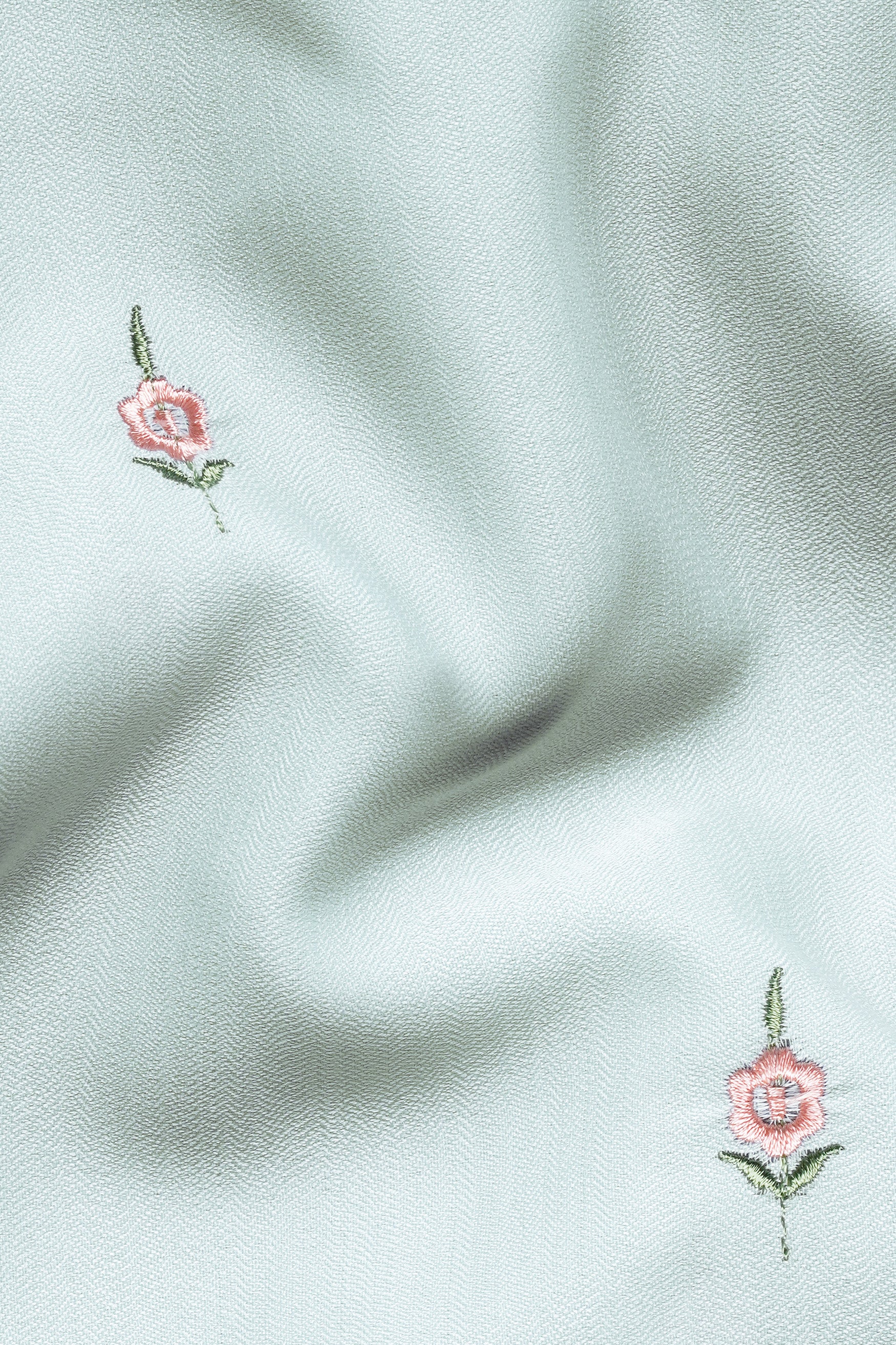 Celeste Blue Floral Embroidered Viscose Designer Kurta