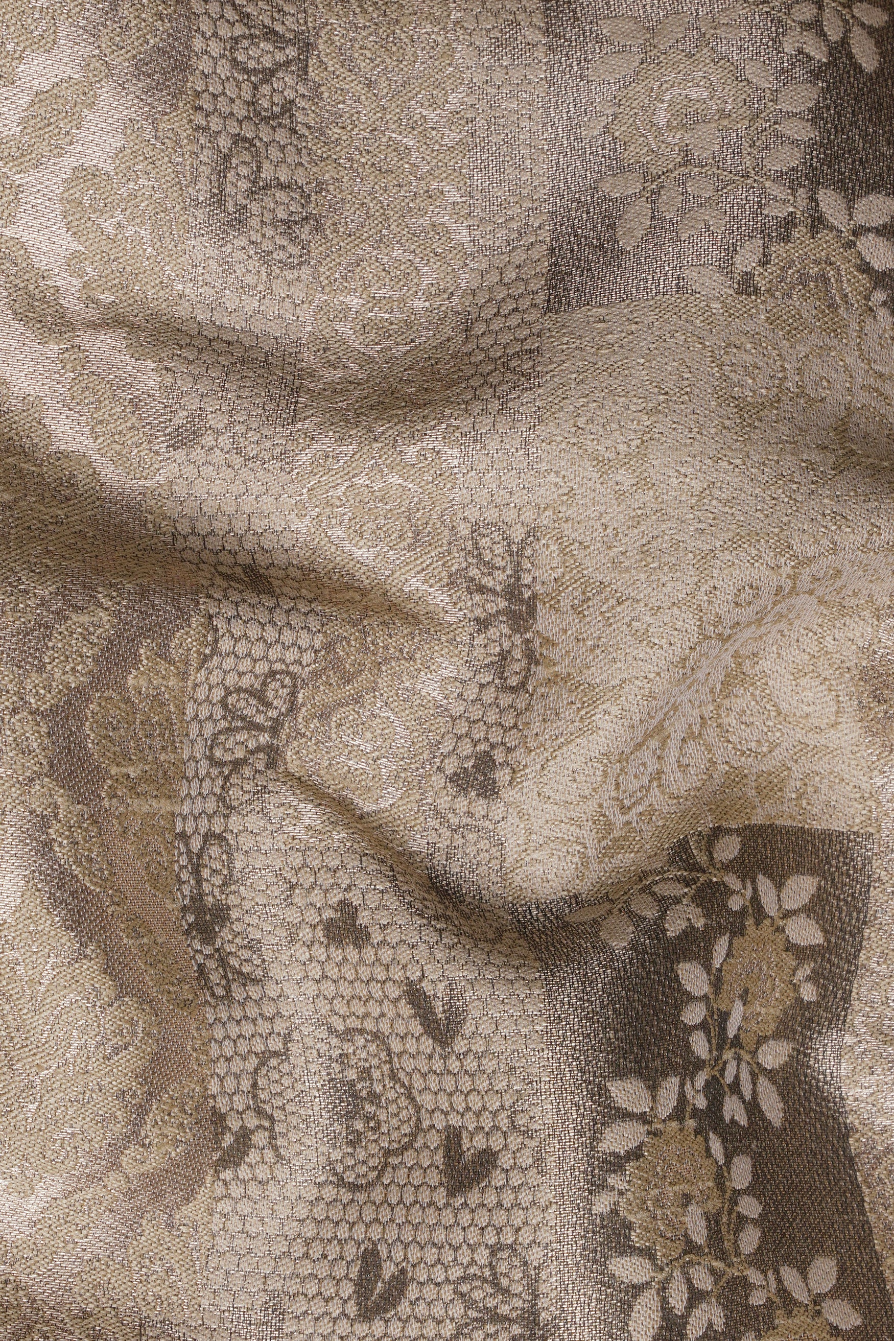 Almond Brown Kurta Set with Cashmere and Sandrift Brown Floral Jacquard Textured Designer Nehru Jacket KPNJ009-44,  KPNJ009-46,  KPNJ009-48,  KPNJ009-50,  KPNJ009-52,  KPNJ009-54,  KPNJ009-56,  KPNJ009-58,  KPNJ009-60