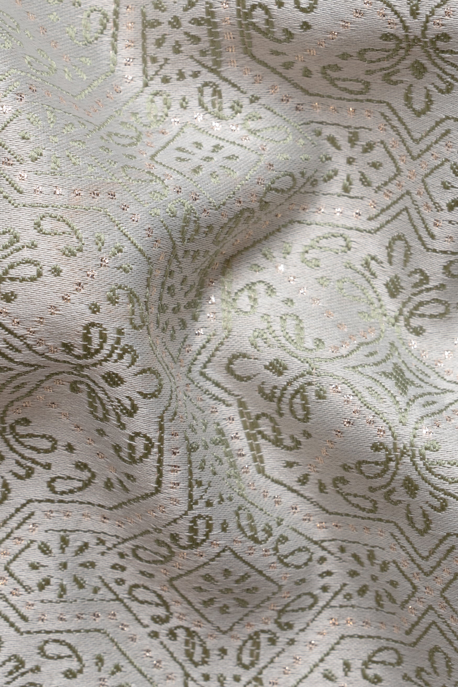 Periglacial Green Kurta Set with Gainsboro Gray and Sage Green Geometric Jacquard Textured Designer Nehru Jacket KPNJ025-44,  KPNJ025-46,  KPNJ025-48,  KPNJ025-50,  KPNJ025-52,  KPNJ025-54,  KPNJ025-56,  KPNJ025-58,  KPNJ025-60