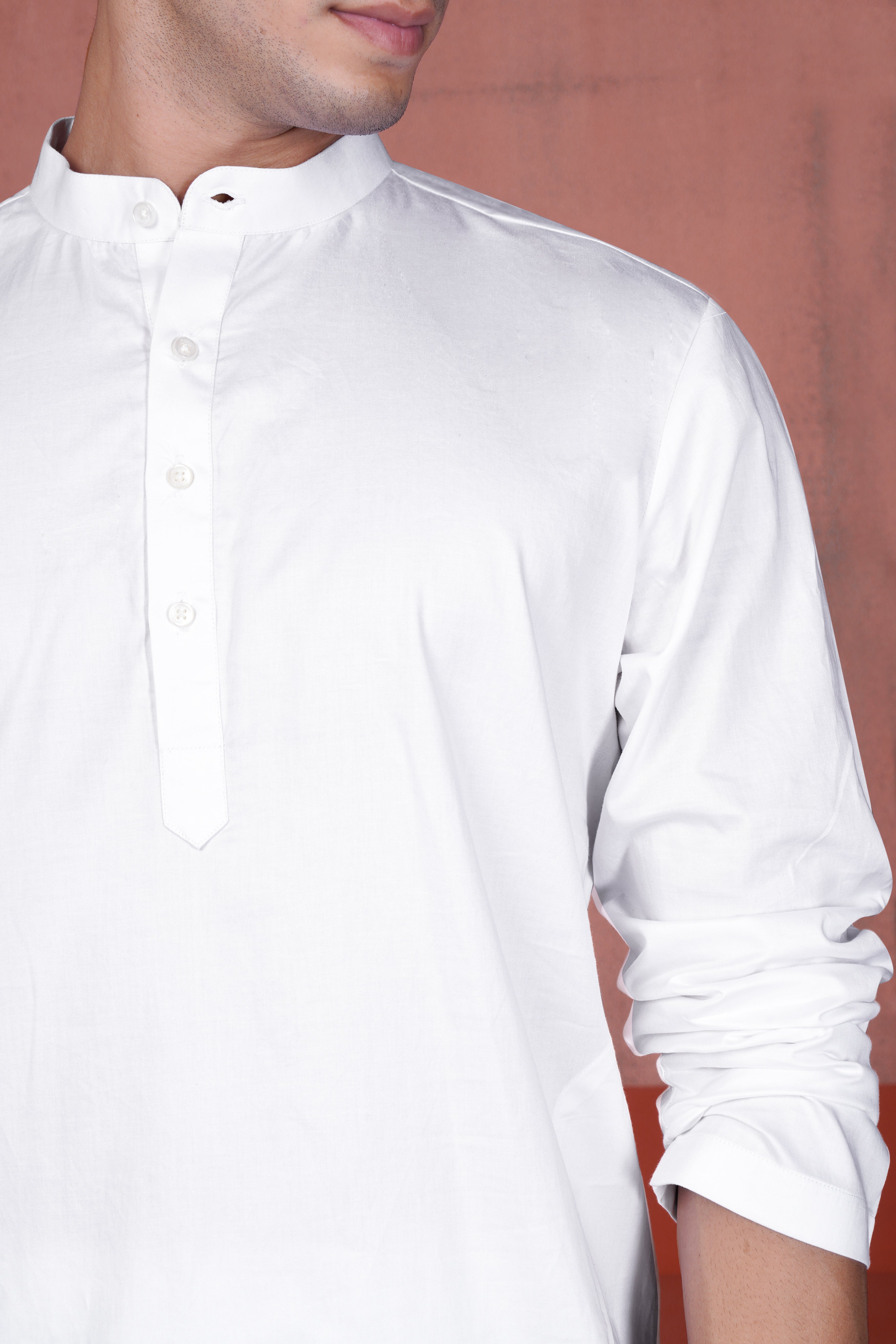 Bright White Kurta with Antique Brown and Merino Cream Zig Zag Cotton Thread Embroidered Designer Nehru Jacket