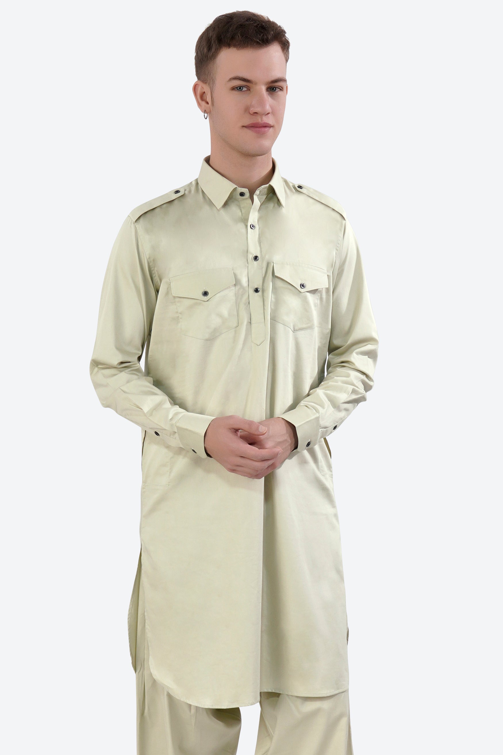 Thistle Cream Subtle Sheen Super Soft Premium Cotton Pathani