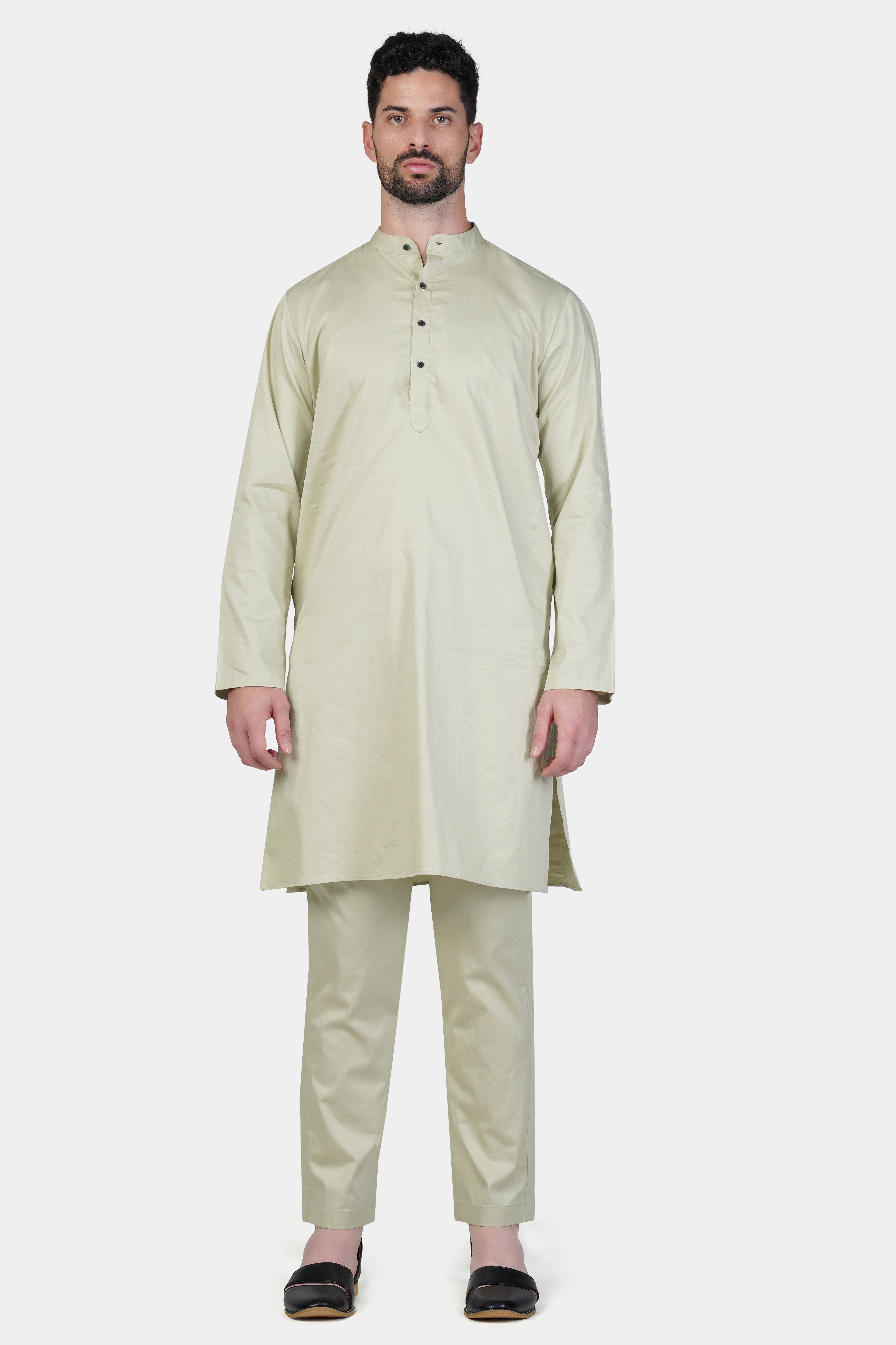 Coriander Green Subtle Sheen Super Soft Premium Cotton Kurta Set