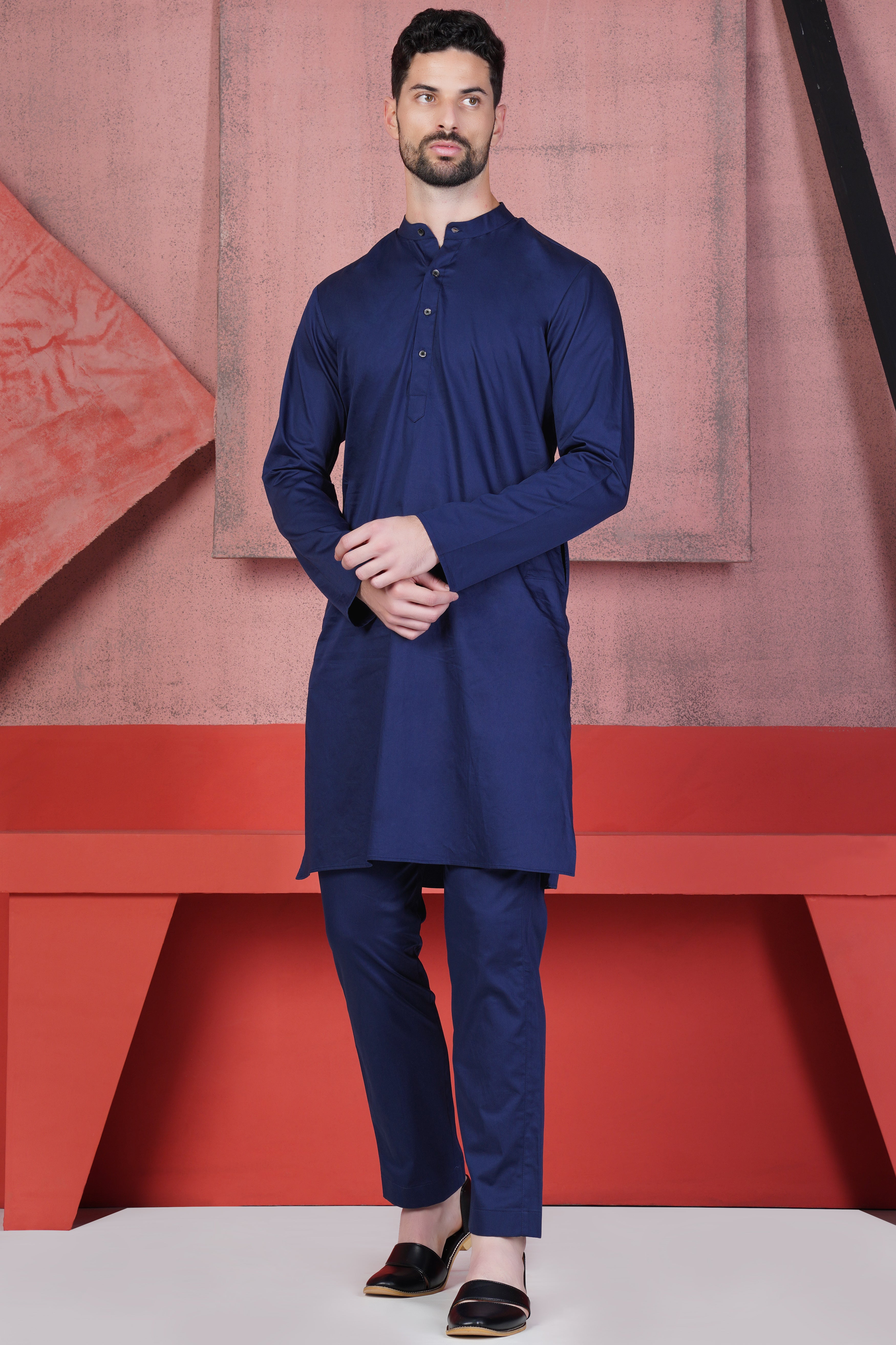Cloud Burst Blue Subtle Sheen Super Soft Premium Cotton Kurta Set