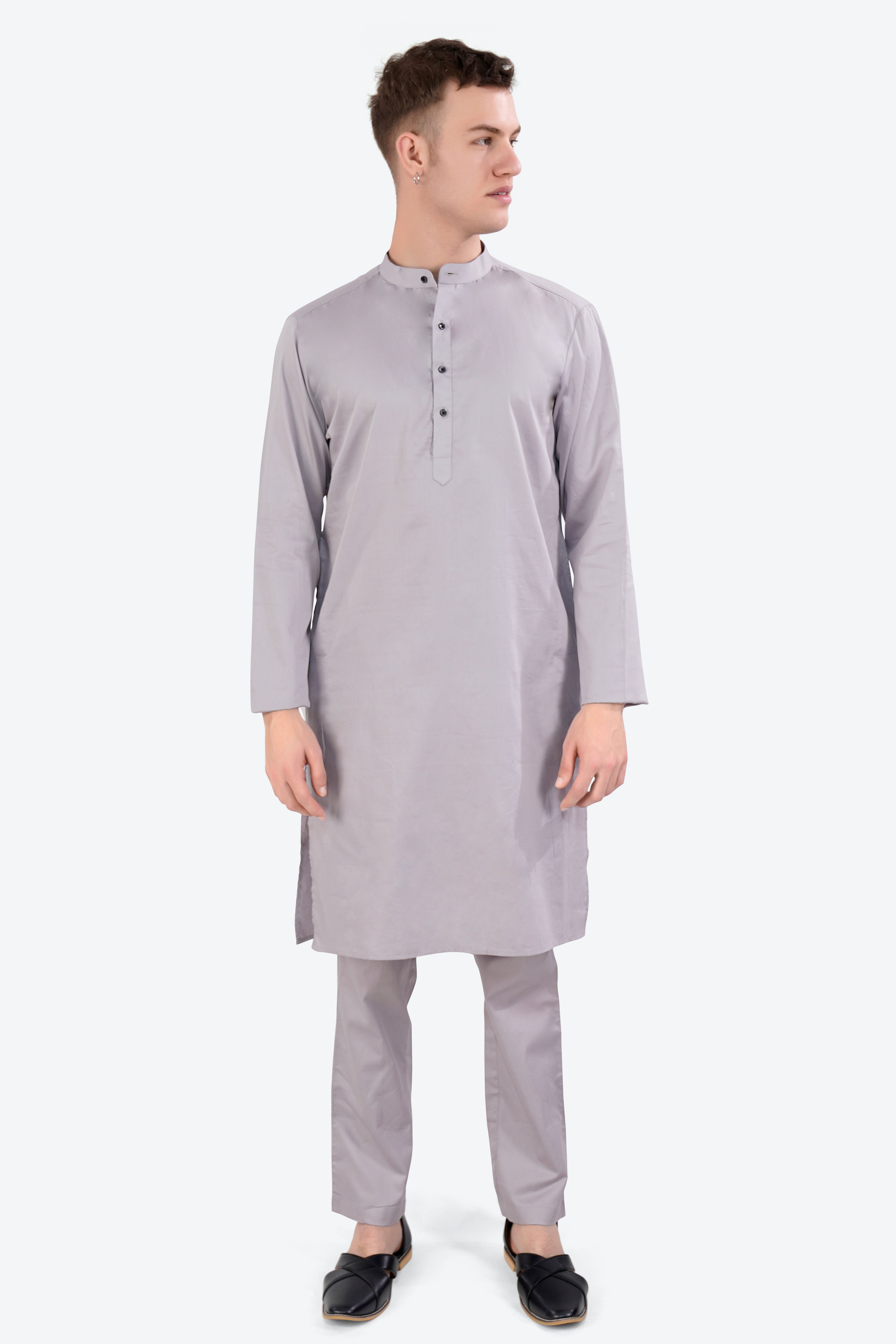 Pale Slate Lavender Subtle Sheen Super Soft Premium Cotton Kurta Set