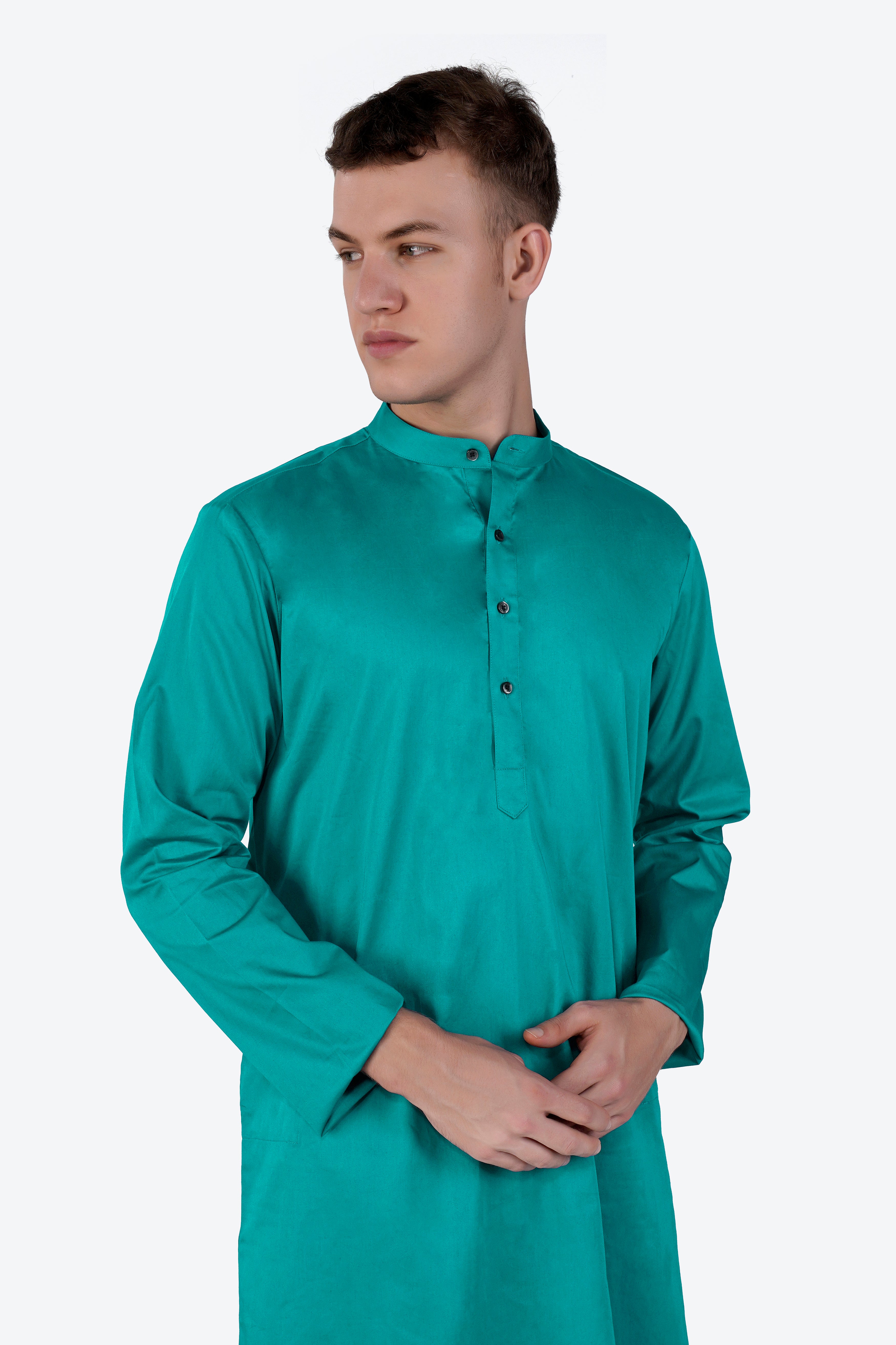 Teal Blue Subtle Sheen Super Soft Premium Cotton Kurta Set