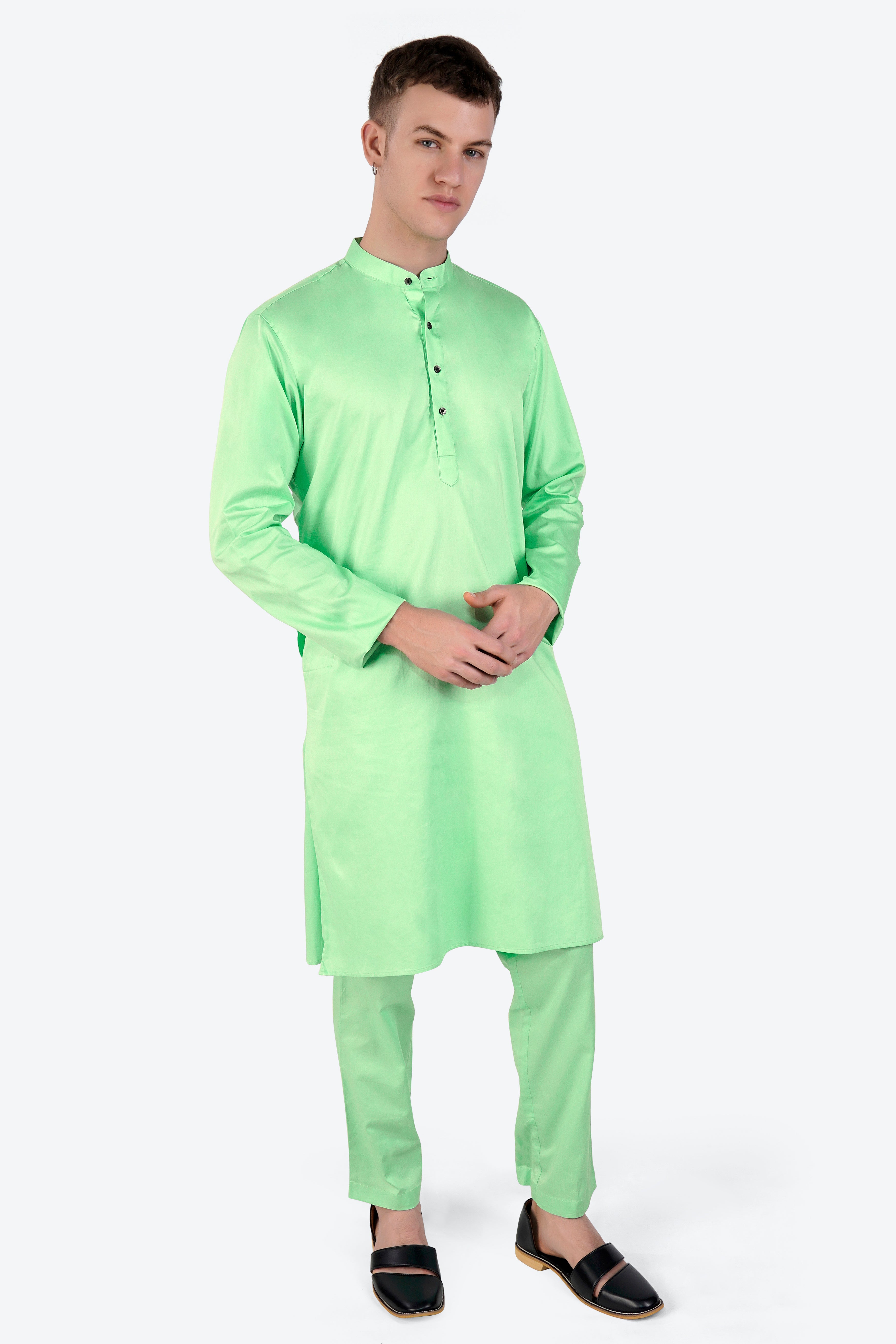 Celadon Green Subtle Sheen Super Soft Premium Cotton Kurta Set