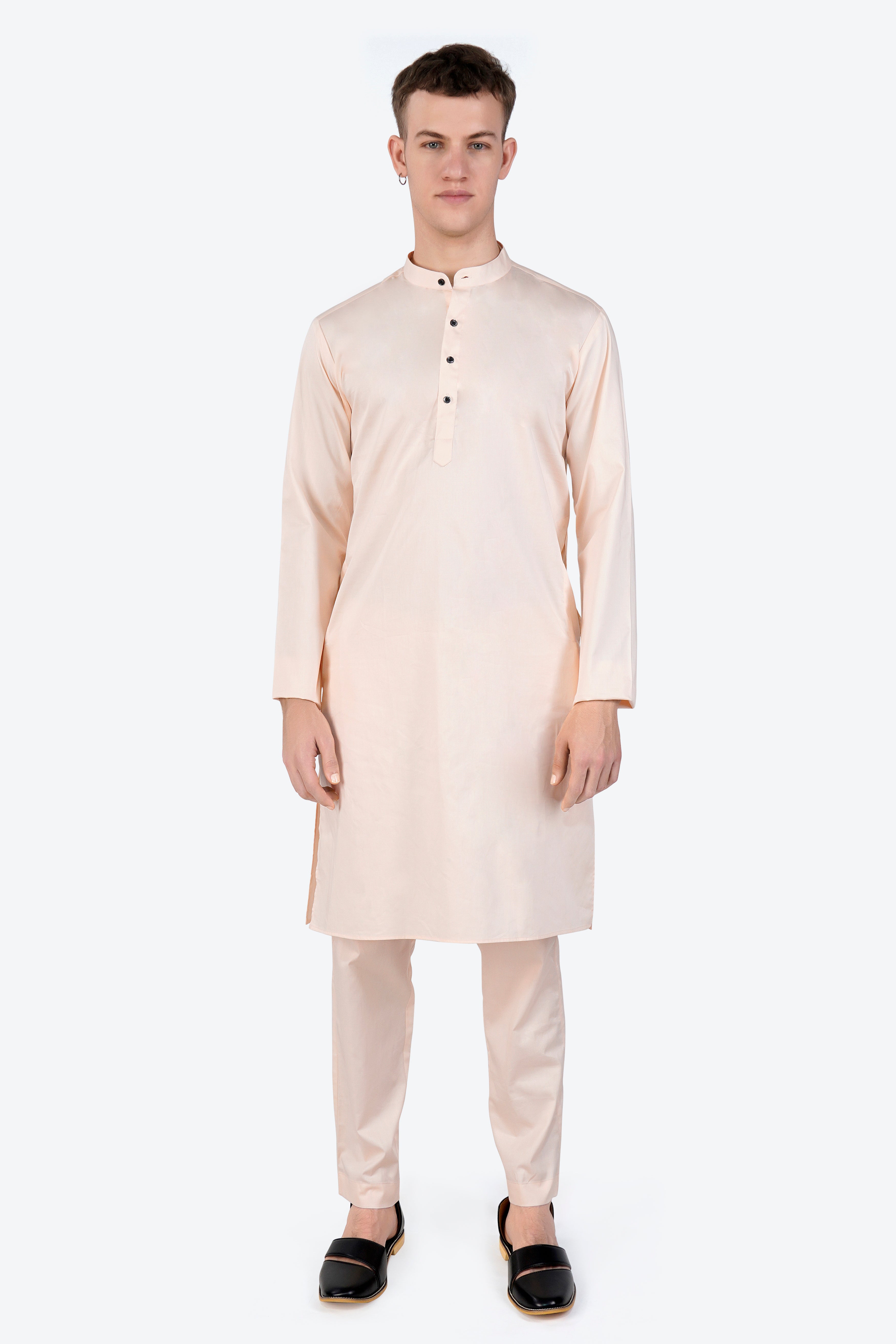 Gainsboro Peach Subtle Sheen Super Soft Premium Cotton Kurta Set