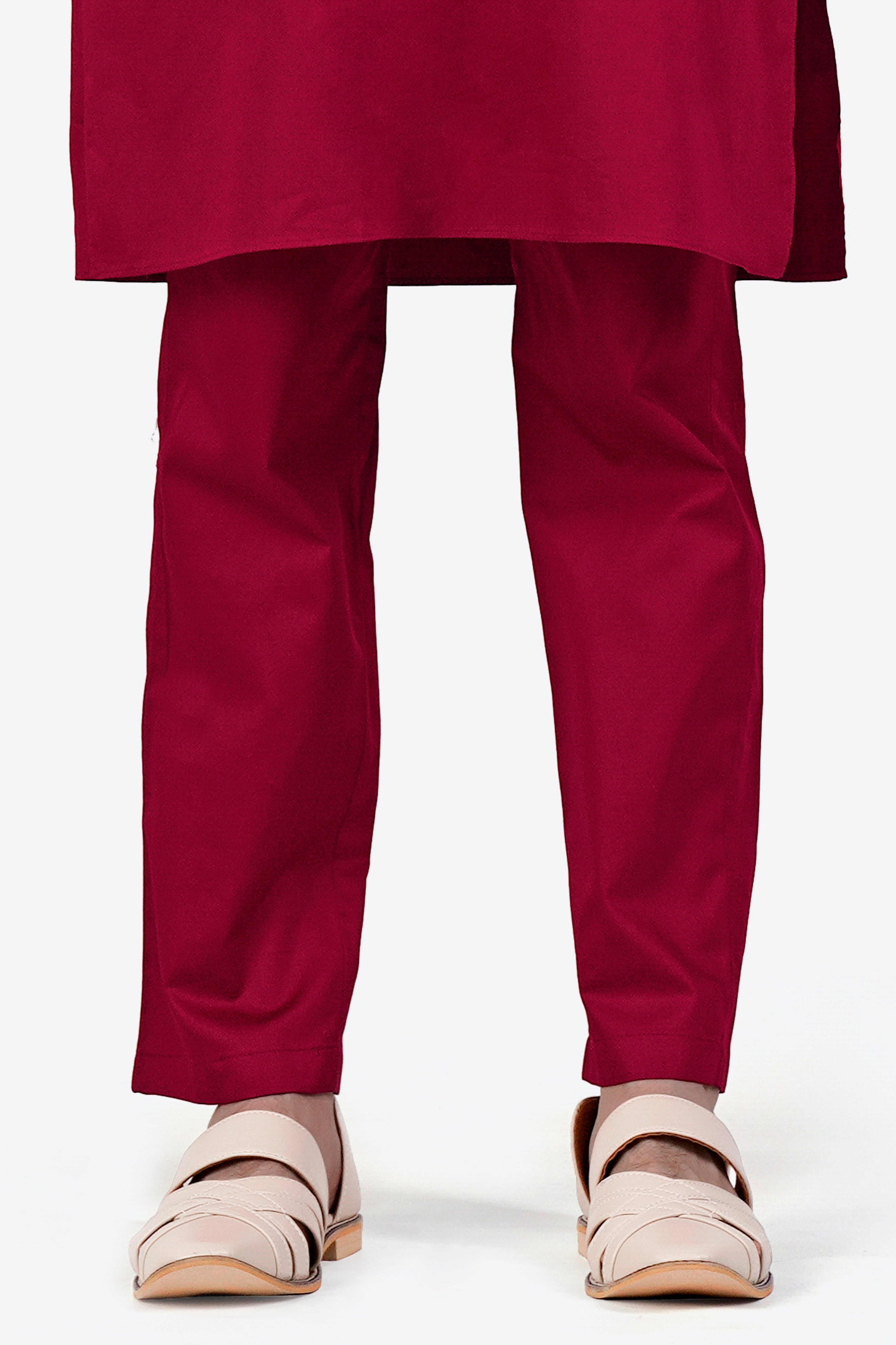 Vivid Auburn Red Subtle Sheen Super Soft Premium Cotton Leaves Embroidered Designer Kurta Set